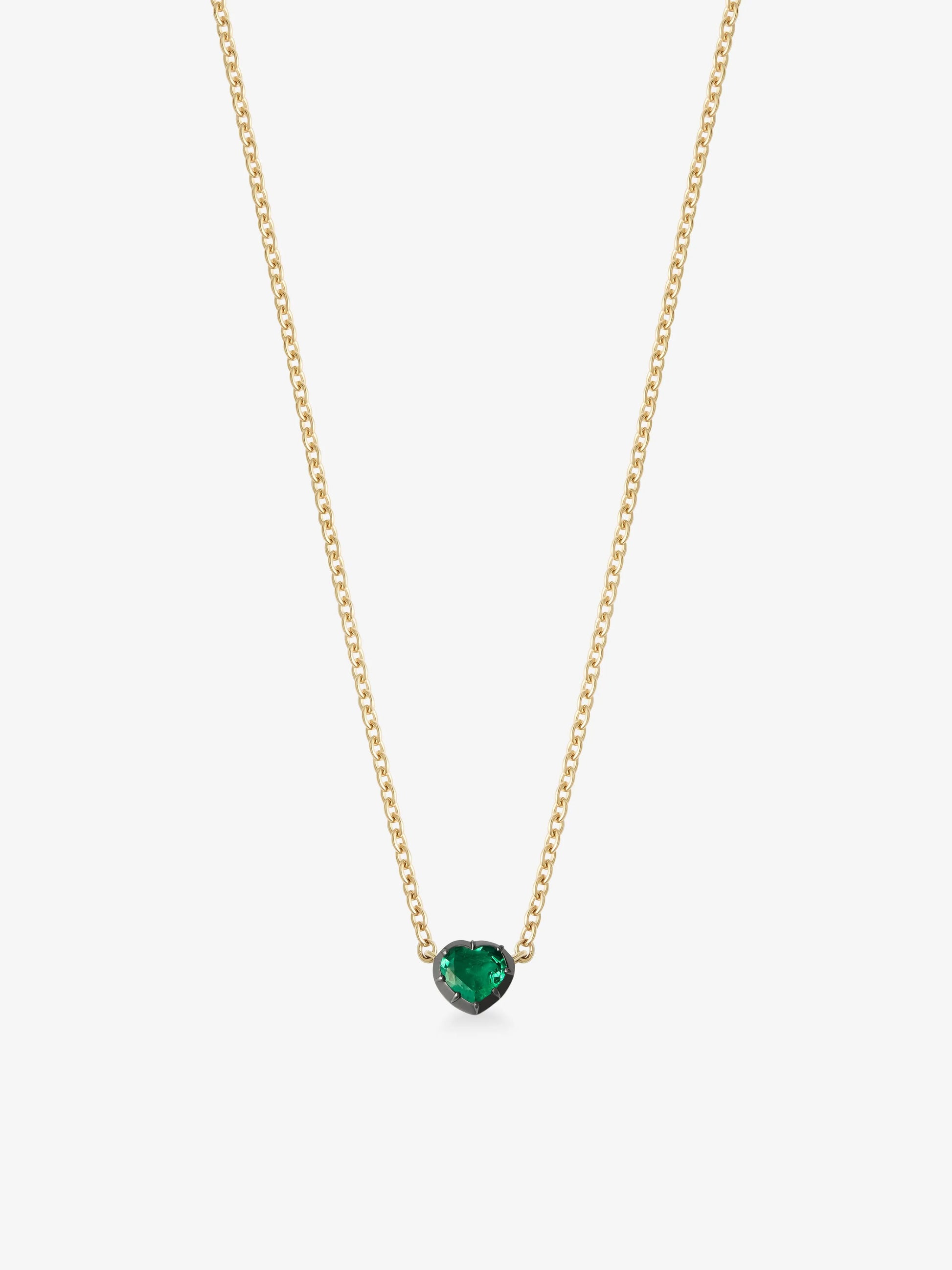 Georgian Cut-Down 0.50ct Heart-Shaped Emerald & Blackened Gold Pendant View 2