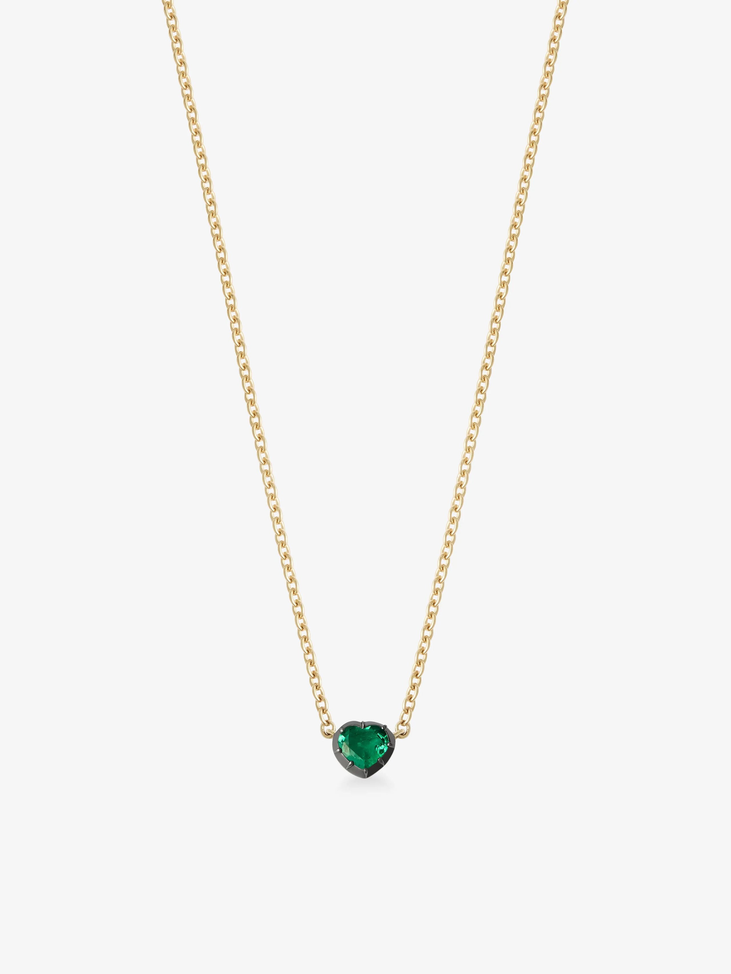 Georgian Cut-Down 0.50ct Heart-Shaped Emerald & Blackened Gold Pendant View 2