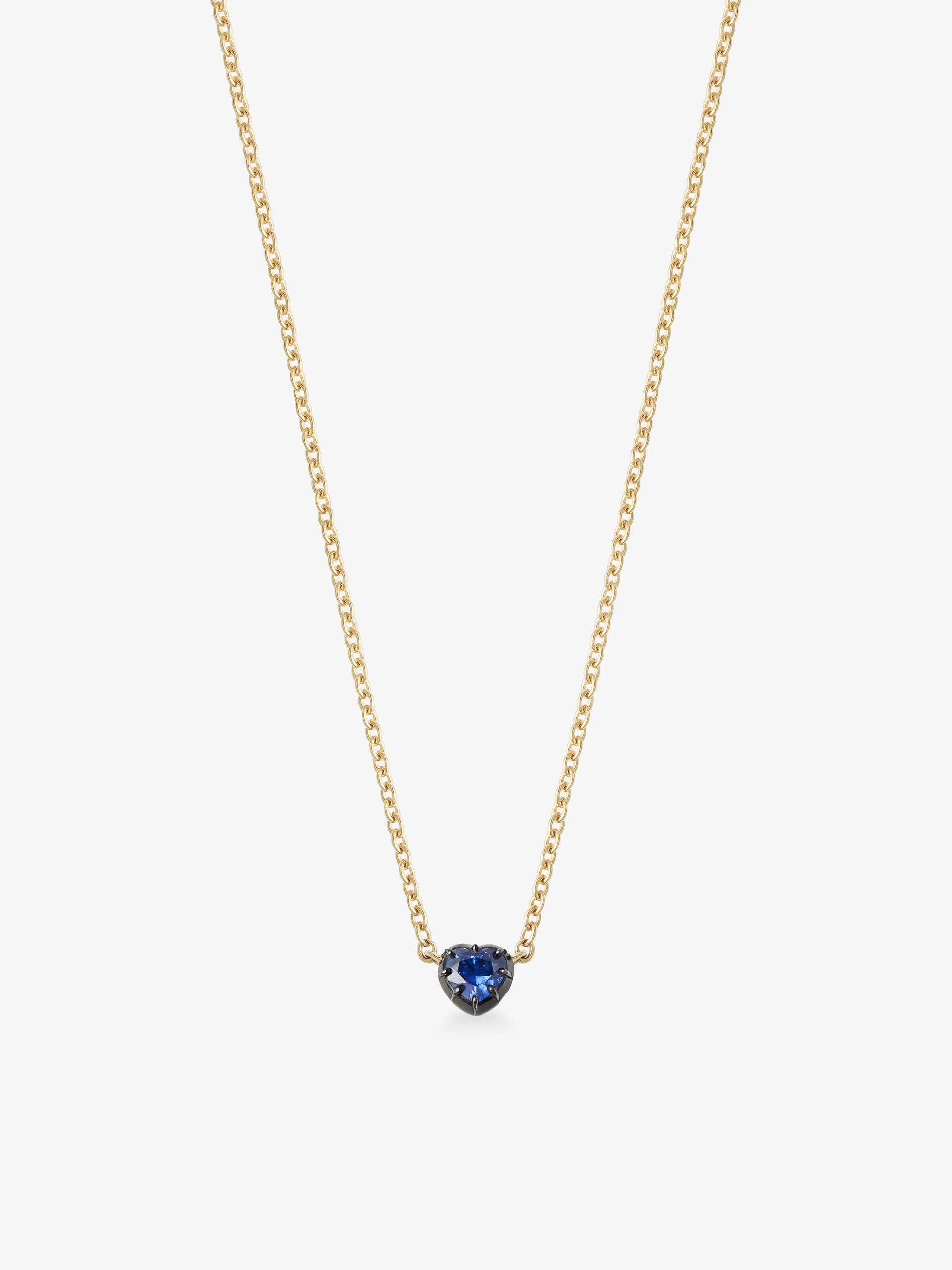 Georgian Cut-Down 0.50ct Heart-Shaped Sapphire & Blackened Gold Pendant View 2