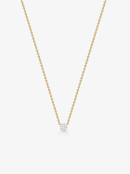 Delicate white gold necklace featuring a 0.25ct Georgian cut-down diamond in a refined, antique-inspired setting for an effortlessly elegant look. View 2