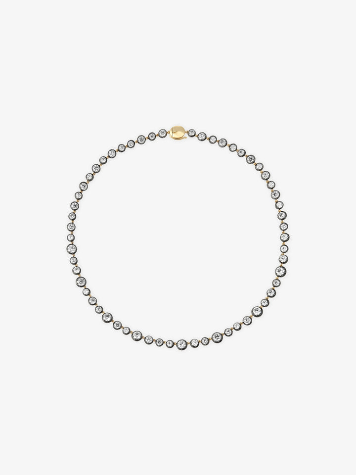 Jessica McCormack Signature Button Back necklace featuring 17 carats of round diamonds.