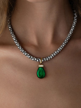 Tempest 22.06ct Cabochon Emerald & Diamond Pendant