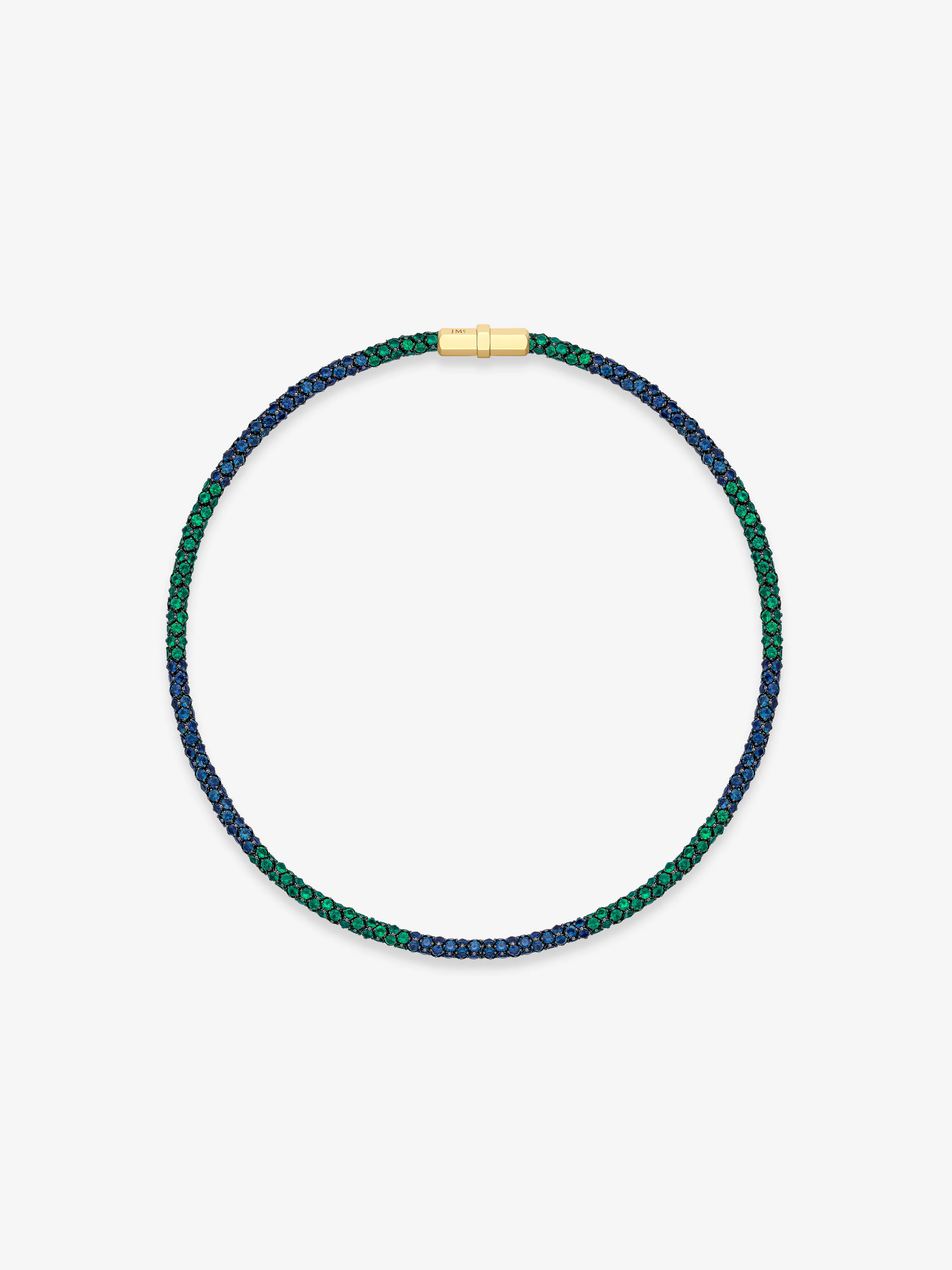 Tempest Narrow Emerald & Sapphire Necklace View 1