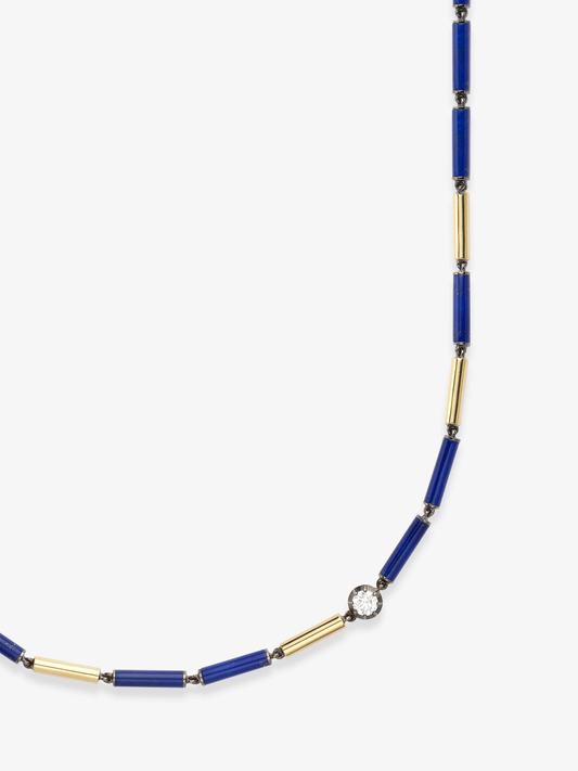 Medallions Long Guard Lapis & Diamond 21" Necklace View 2