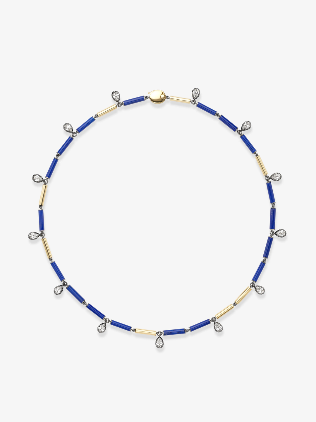Medallions Long Guard Lapis & 3.90ct Diamond 17" Necklace  View 1