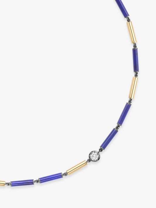 Medallions Long Guard Lapis & Diamond 16" Necklace View 2