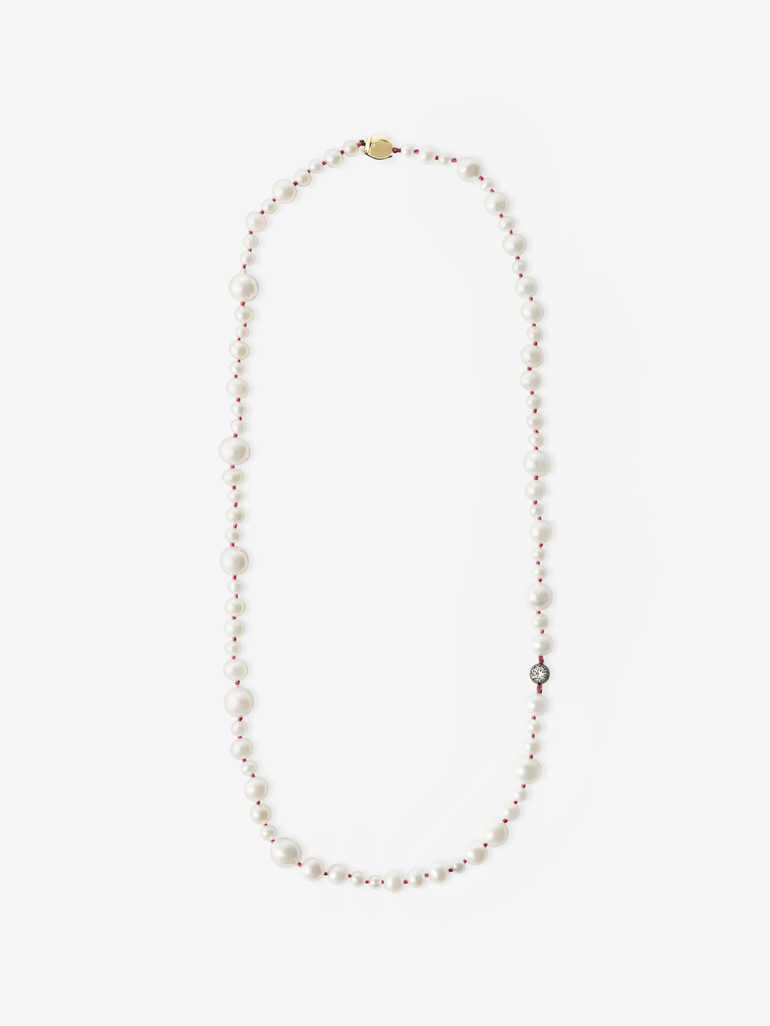 Beaches Pearl & 0.40ct Diamond 21" Pink Thread Necklace  View 1