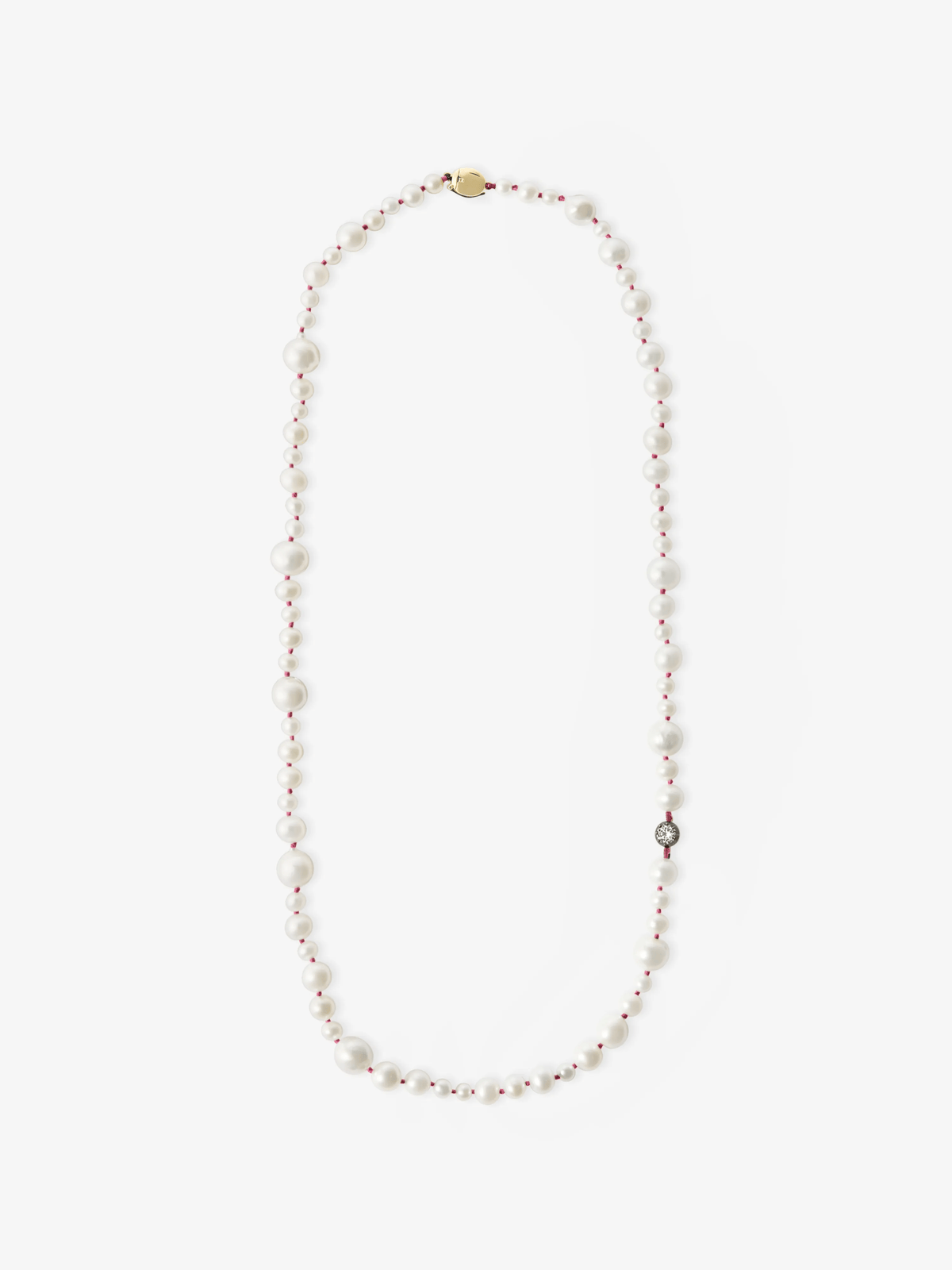 Beaches Pearl & 0.40ct Diamond 21" Pink Thread Necklace View 1