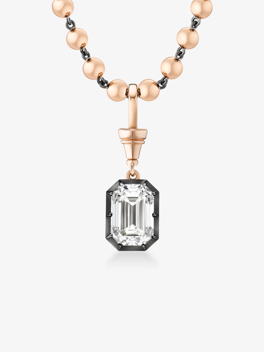 Ball n Chain 5.03ct Emerald Cut Diamond Pendant View 2