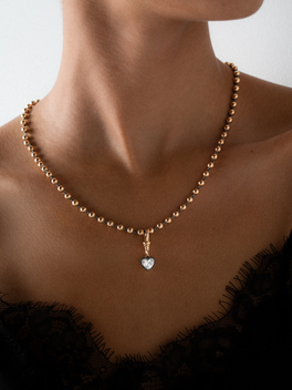 Ball n Chain 1.55ct Heart-Shaped Diamond Pendant