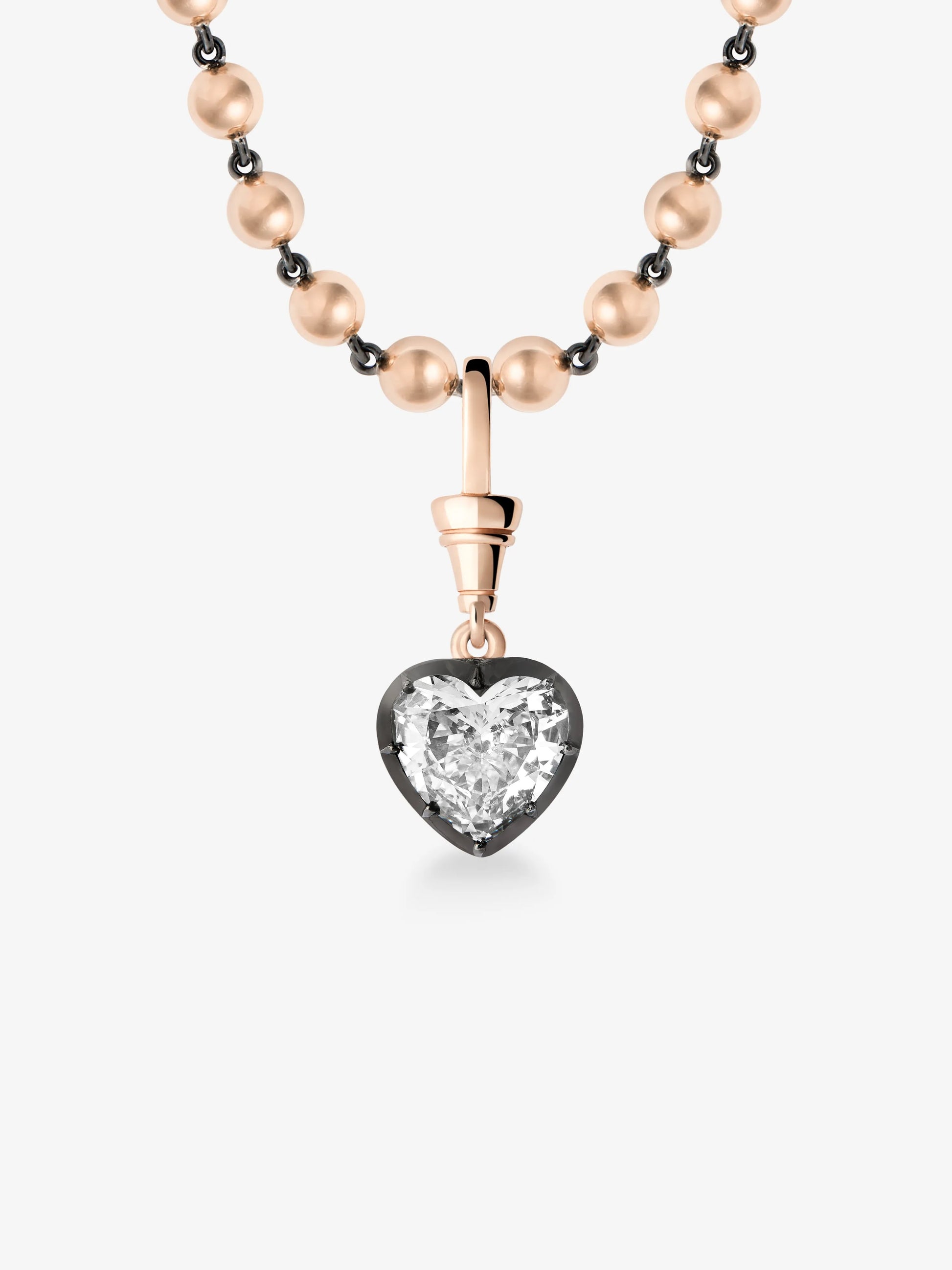 Ball n Chain 2.02ct Heart-Shaped Diamond Pendant View 2