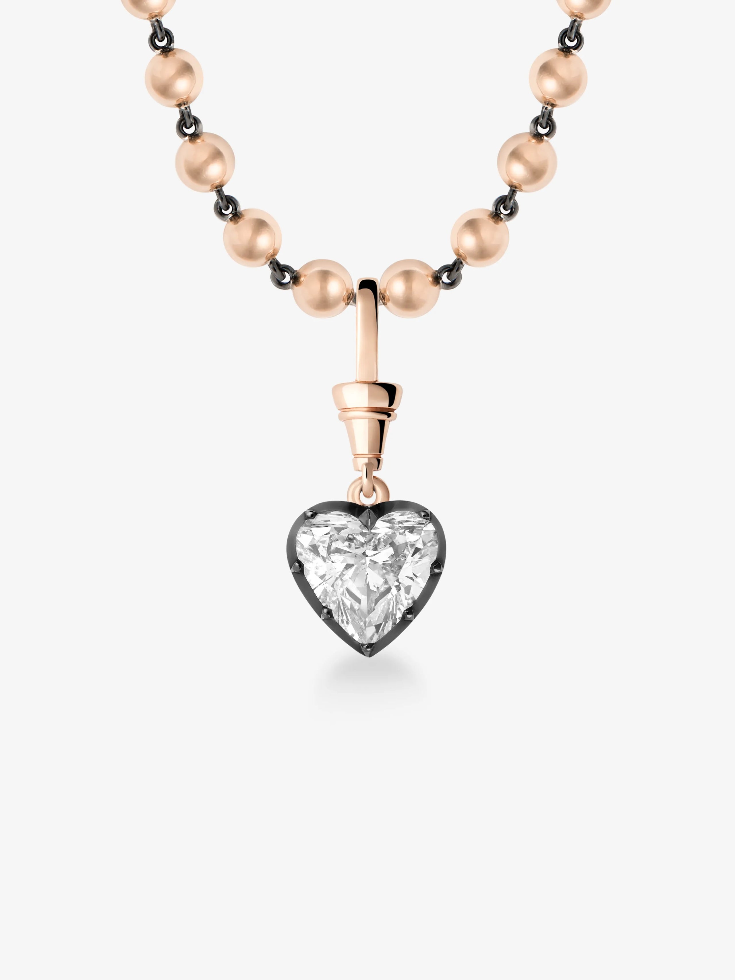 Ball n Chain 5.10ct Heart-Shaped Diamond Pendant View 2
