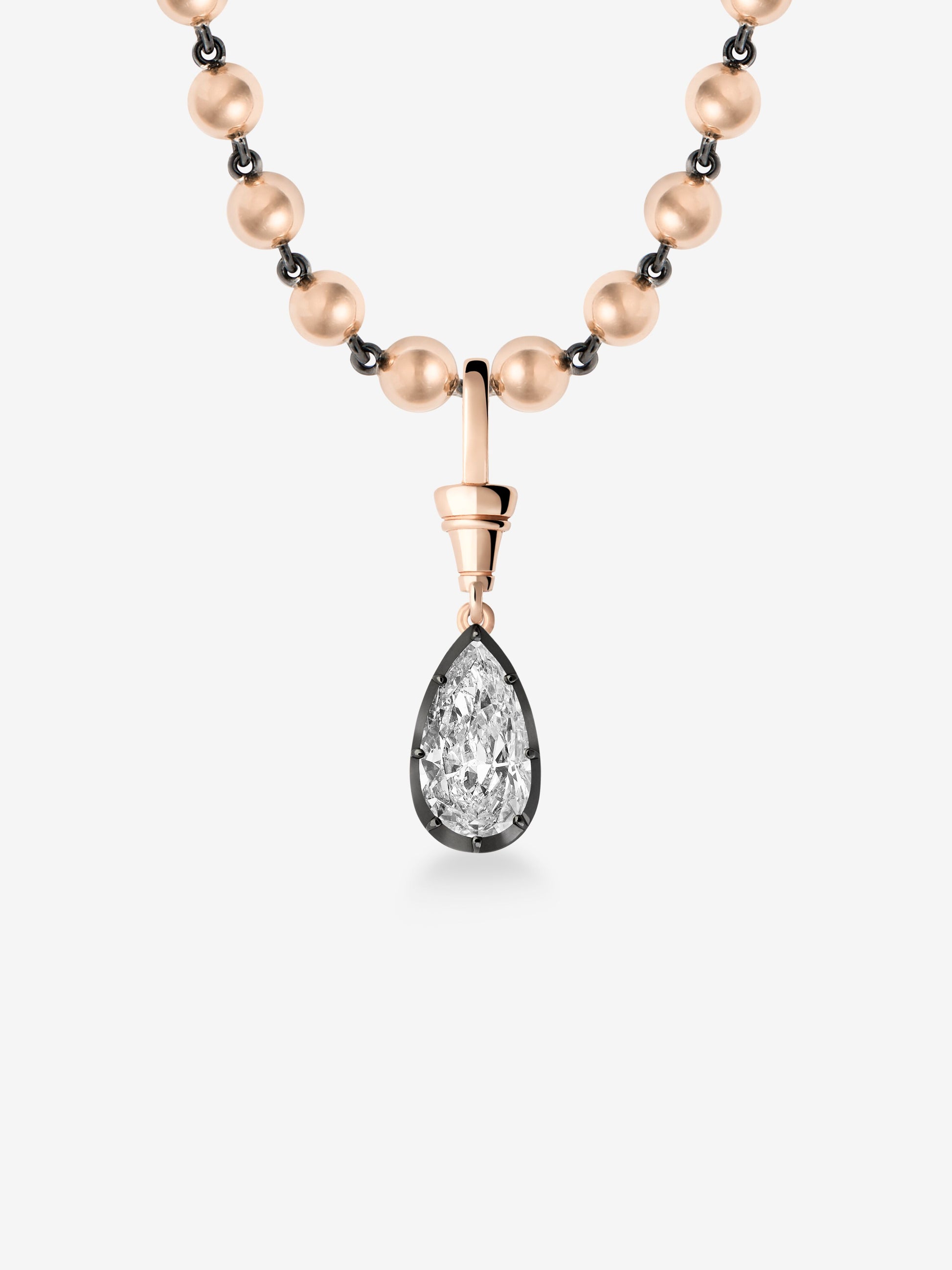 Ball n Chain 2.50ct Pear Shaped Diamond Pendant View 2