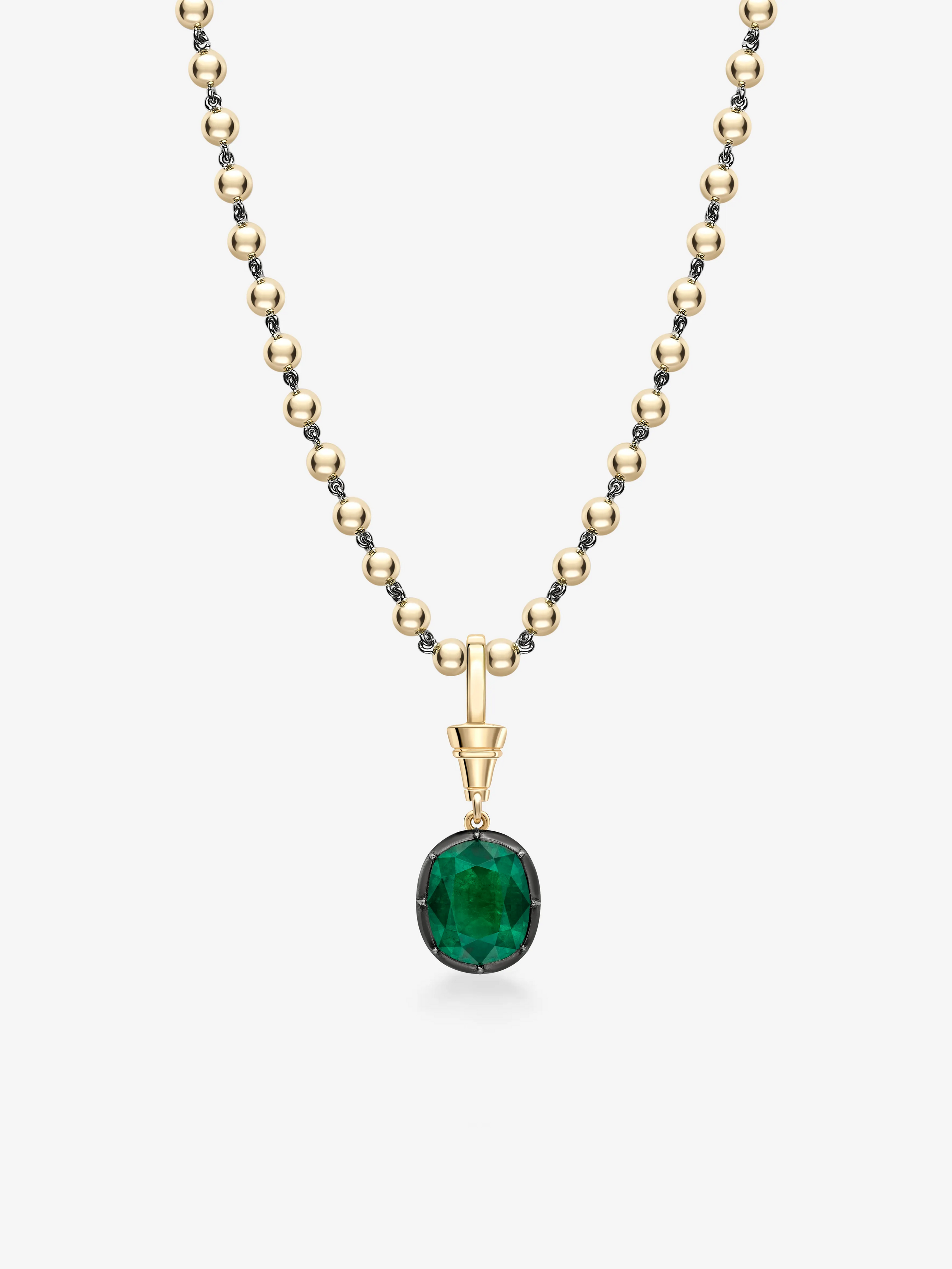 Ball n Chain 4.55ct Cushion Emerald Pendant View 2