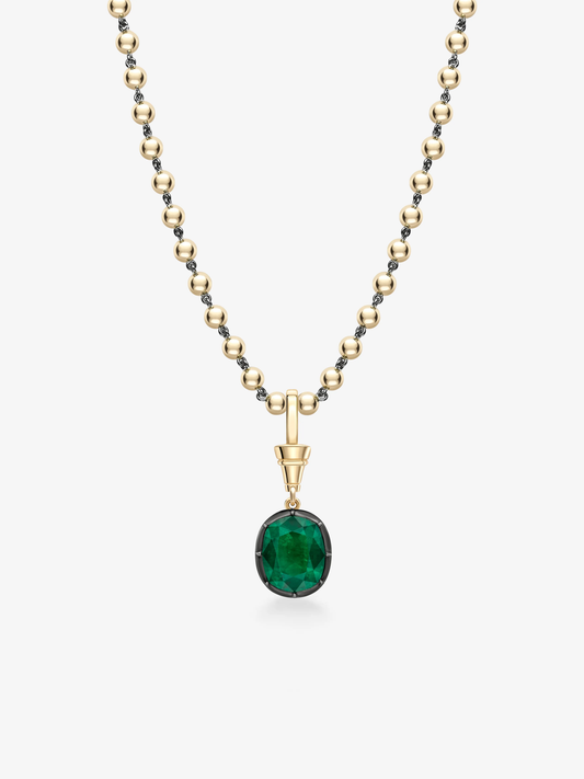 Ball n Chain 4.55ct Cushion Emerald Pendant View 2