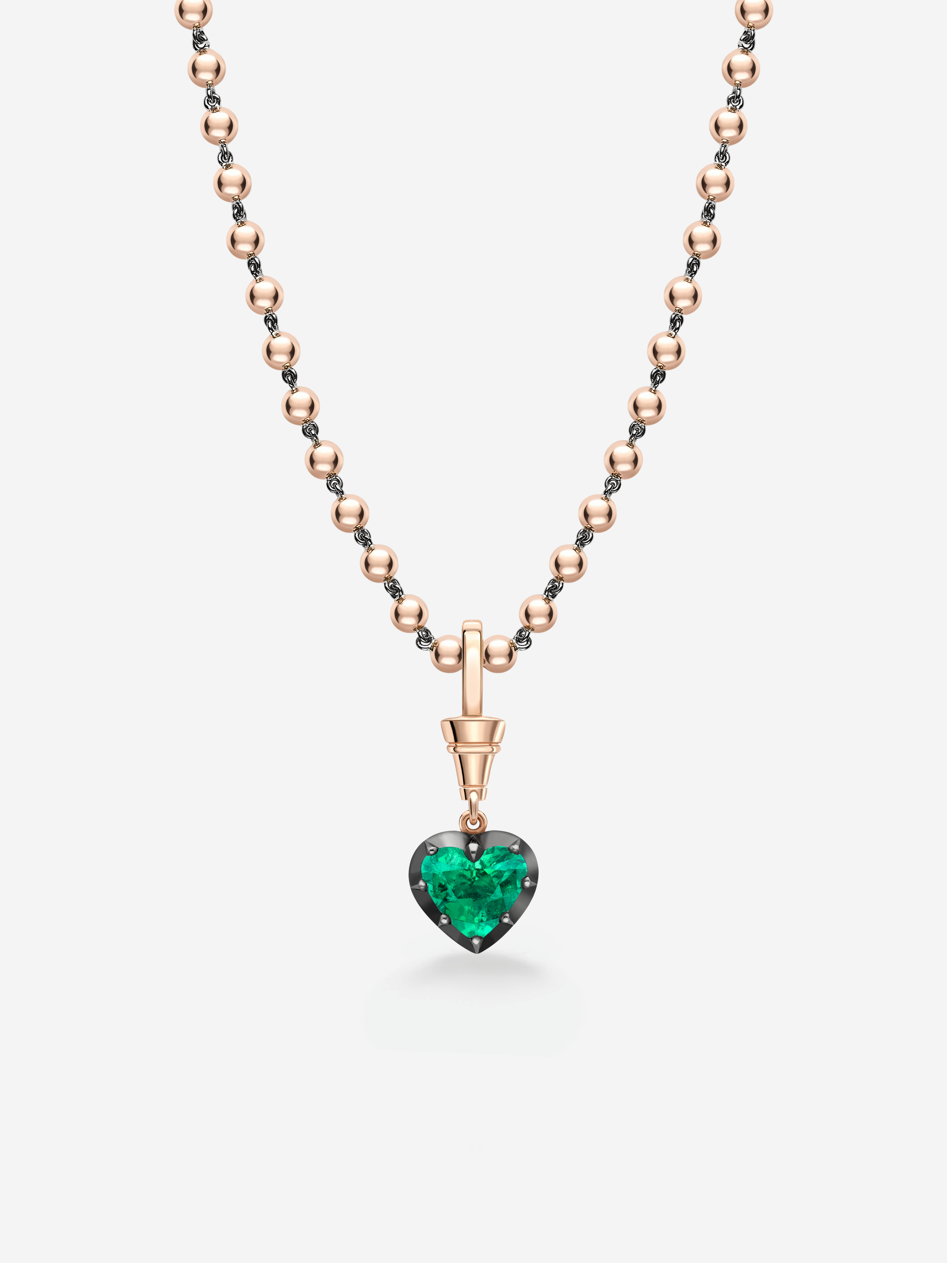 Ball n Chain 1.96ct Heart-Shaped Emerald Pendant View 3