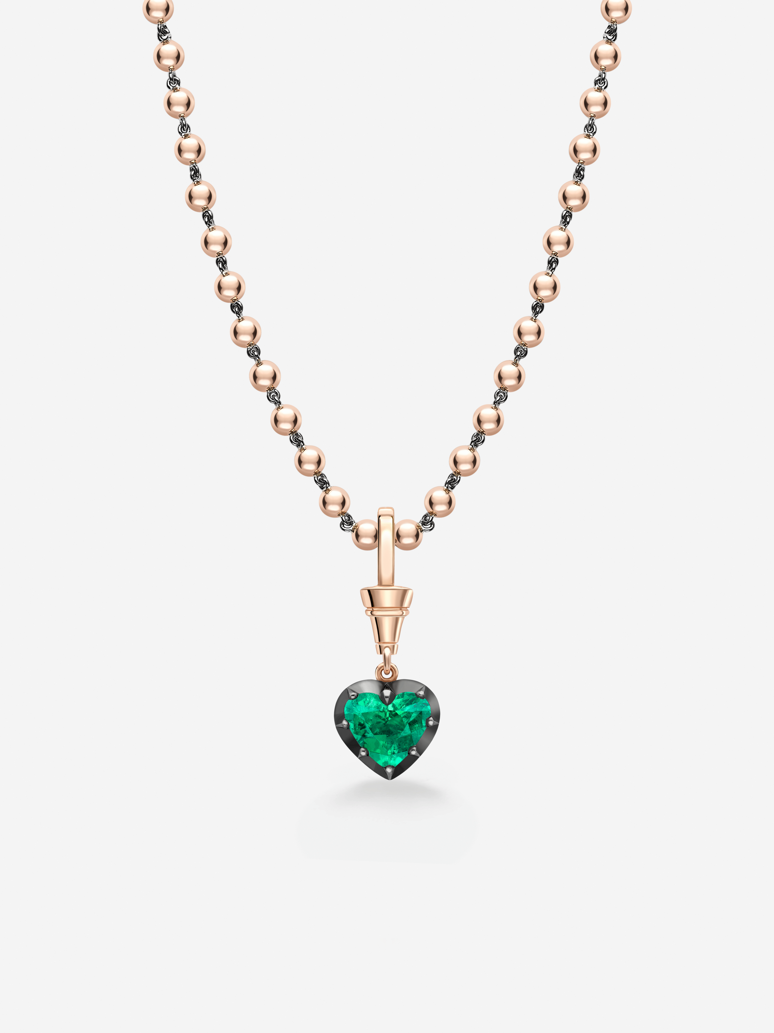 Ball n Chain 1.96ct Heart-Shaped Emerald Pendant View 3