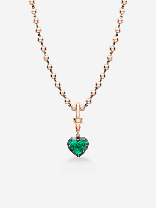Ball n Chain 1.96ct Heart-Shaped Emerald Pendant View 3