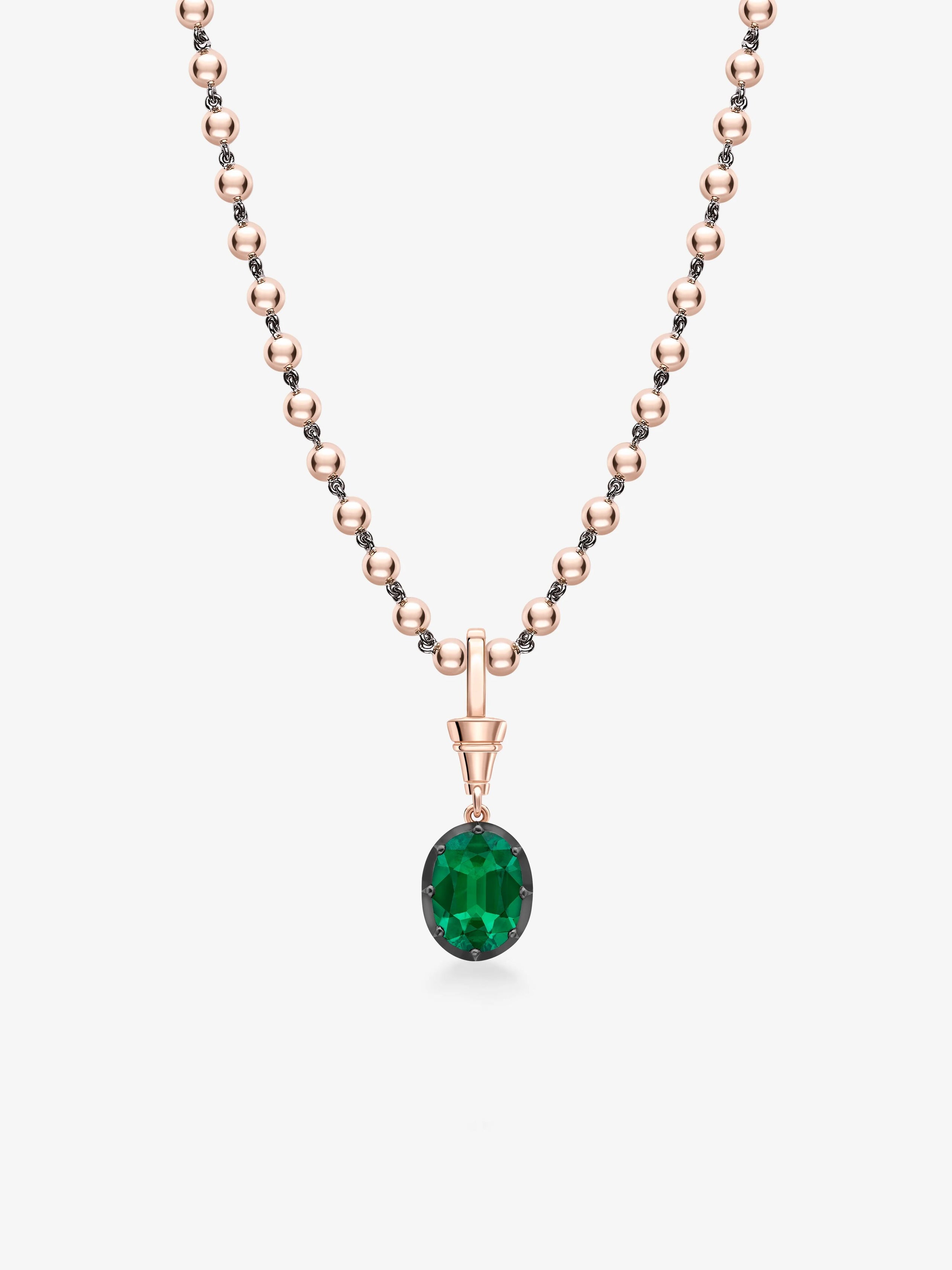 Ball n Chain 2.48ct Oval Cut Emerald Pendant View 2