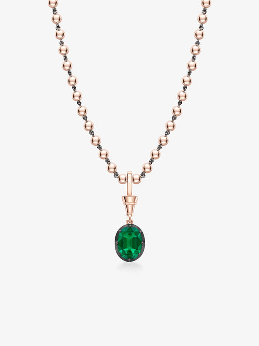 Ball n Chain 2.48ct Oval Cut Emerald Pendant View 2