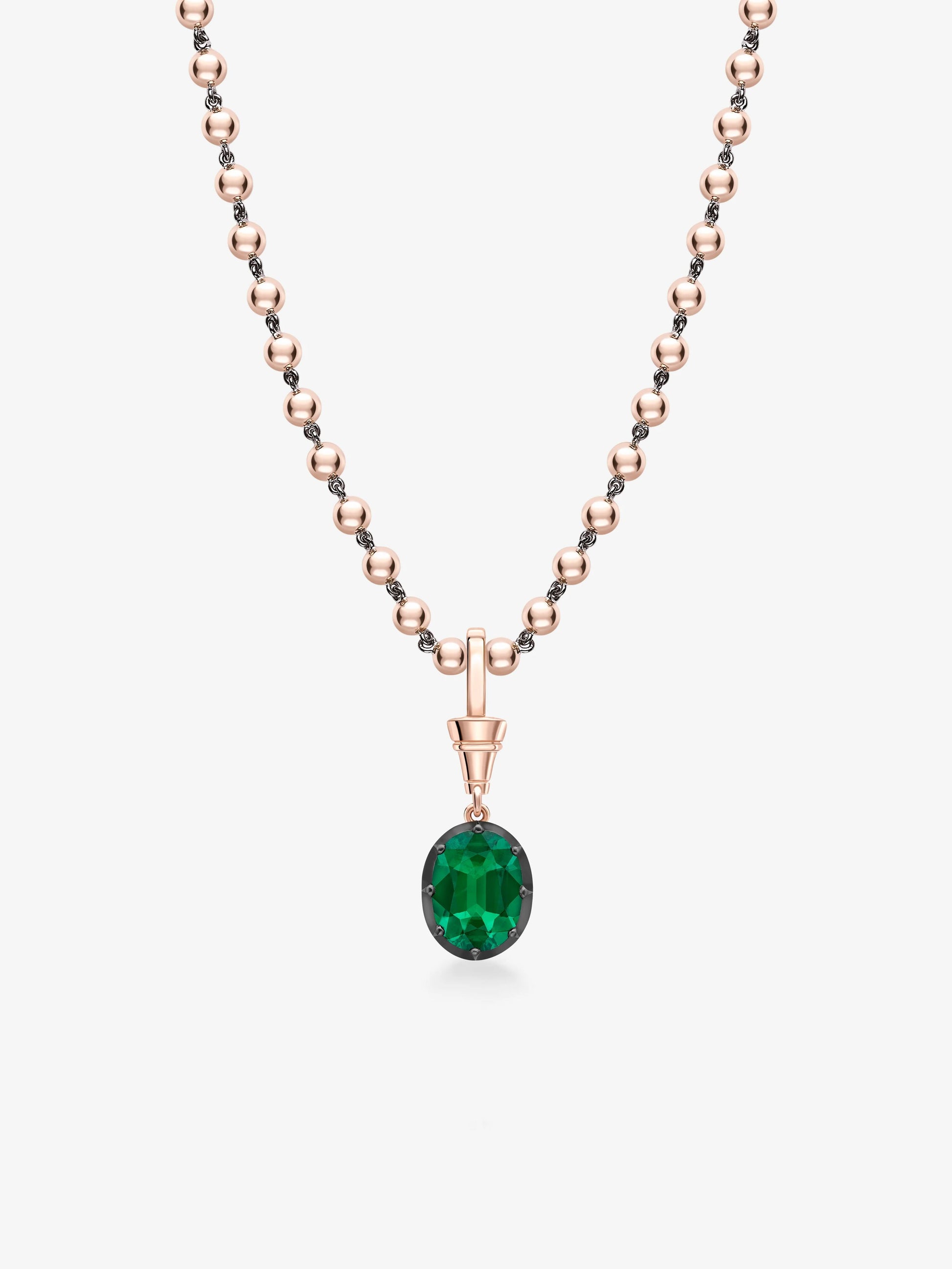 Ball n Chain 2.73ct Oval Cut Emerald Pendant View 2