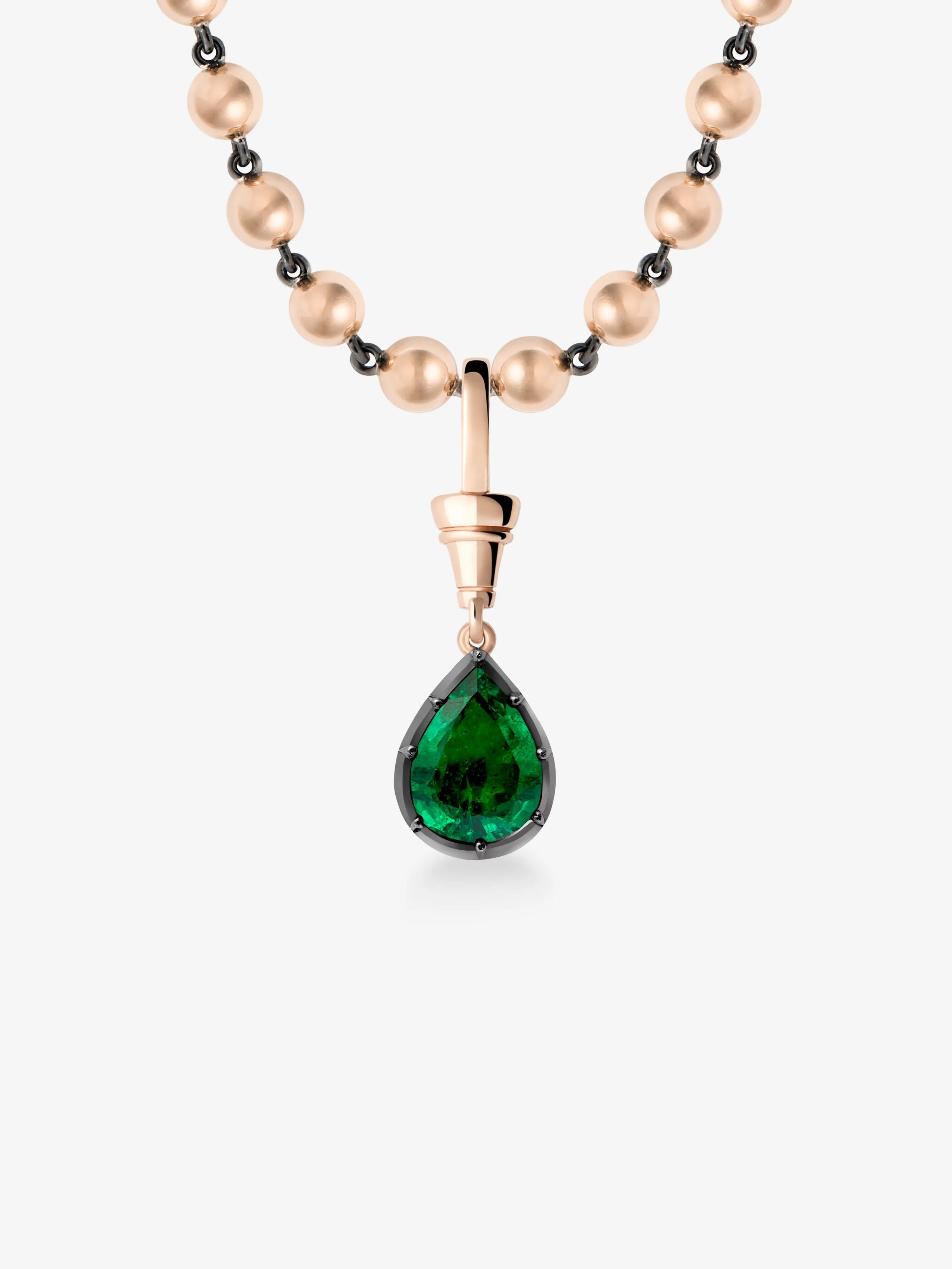 Ball n Chain 2.21ct Pear-Shaped Emerald Pendant View 2