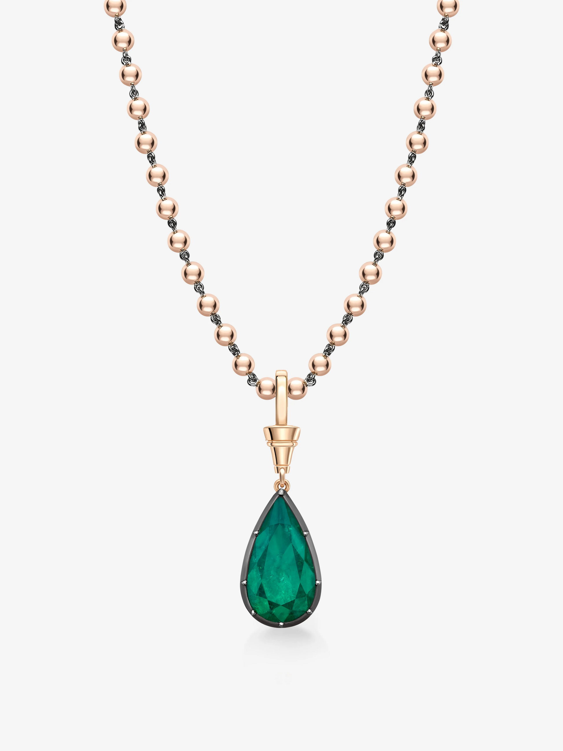 Ball n Chain 5.14ct Pear-Shaped Emerald Pendant View 2