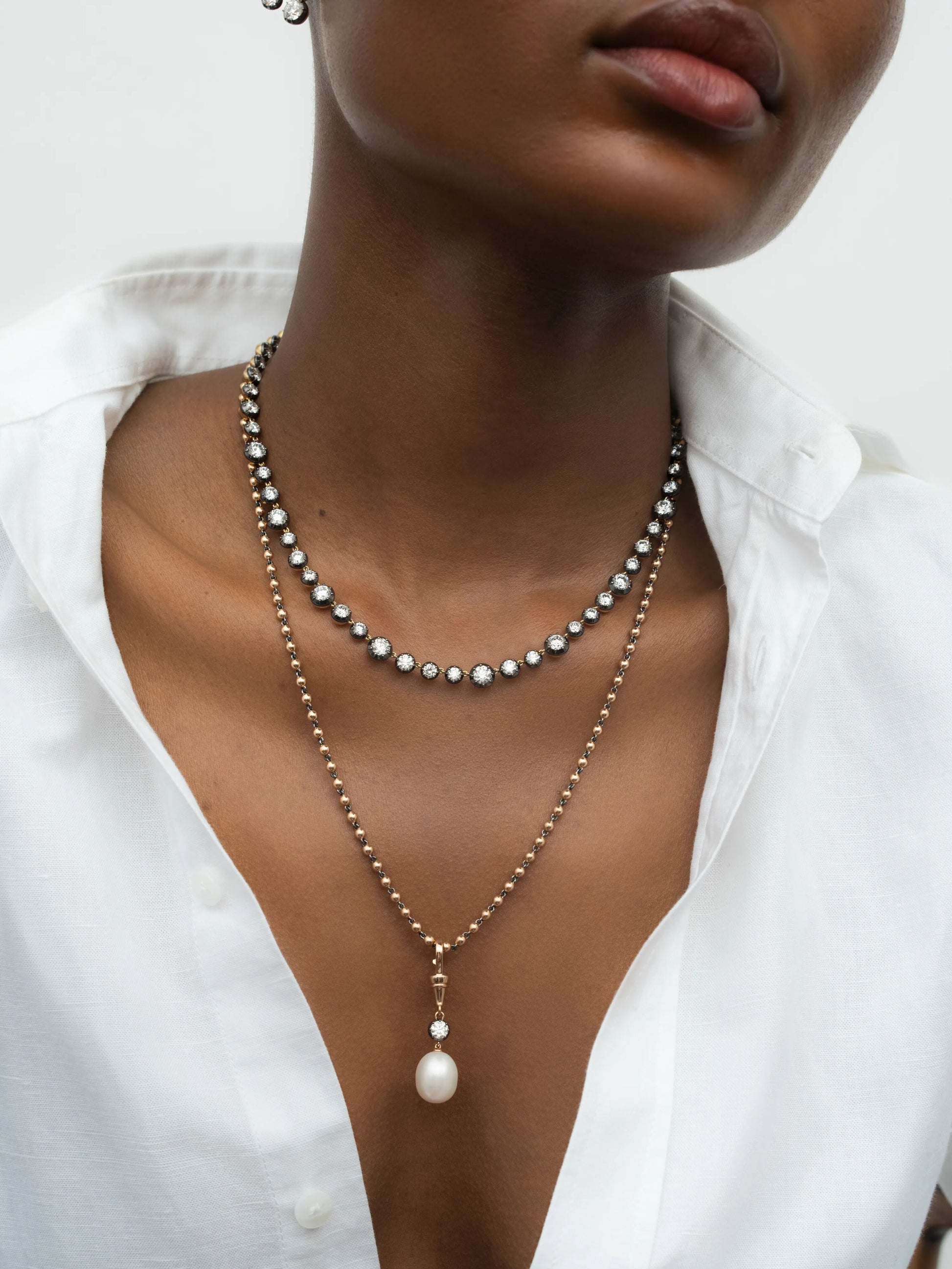 Micro Ball n Chain Rose Gold 21" Necklace View 3