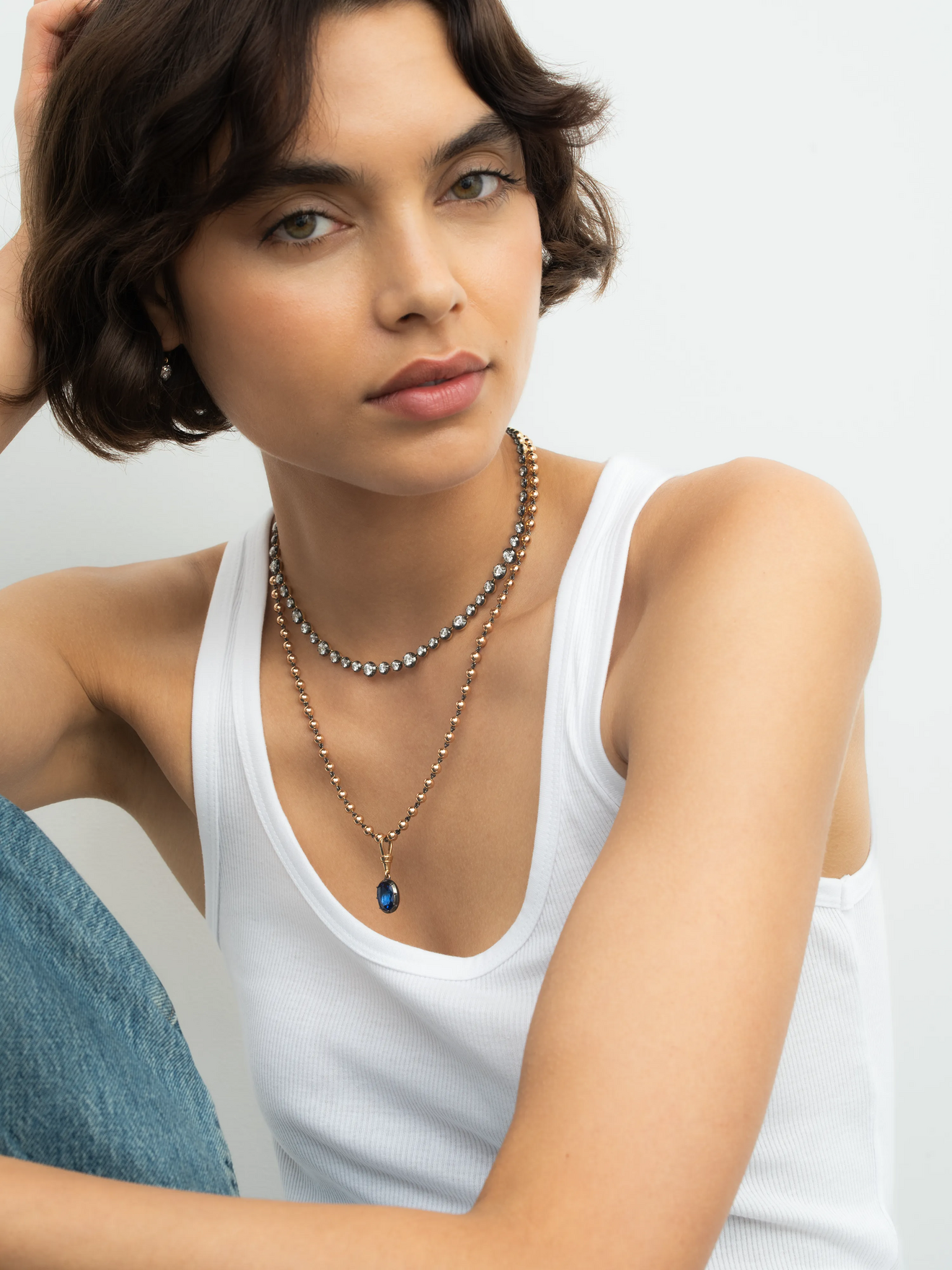 Ball n Chain 4.45ct Cushion Cut Sapphire Pendant View 3