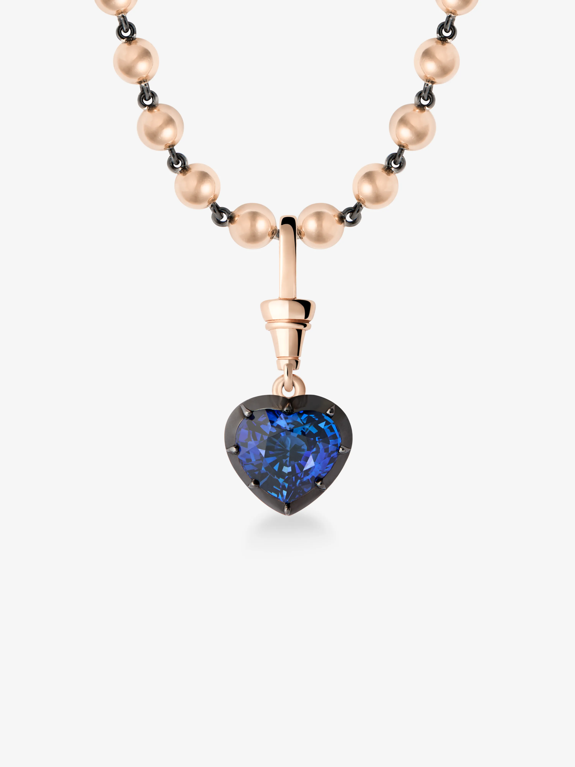 Ball n Chain 2.41ct Heart-Shaped Sapphire Pendant View 2