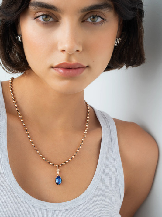 Ball n Chain 5.05ct Oval Sapphire Pendant View 3
