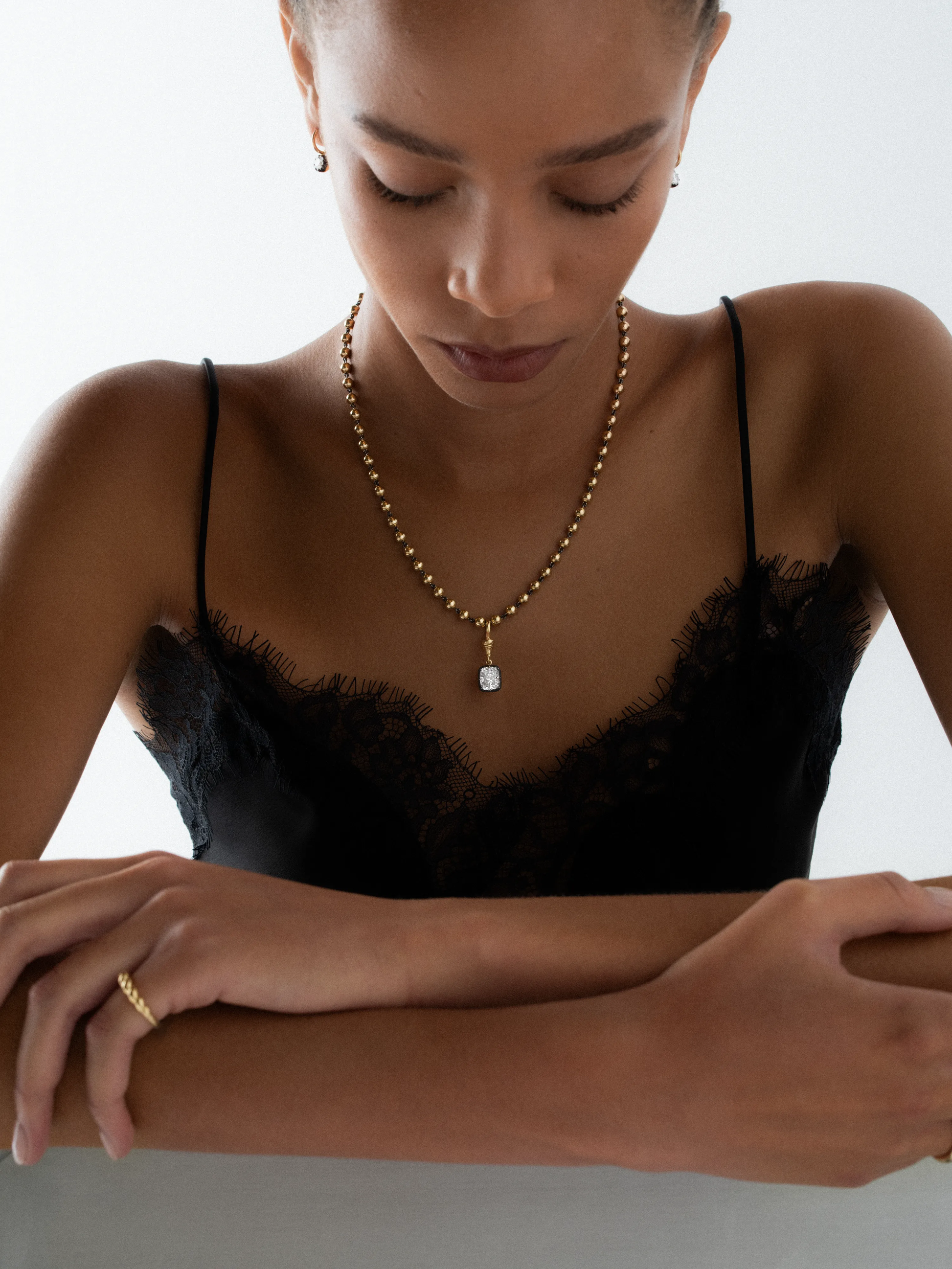 Ball n Chain 3.01ct Cushion Diamond Pendant View 3