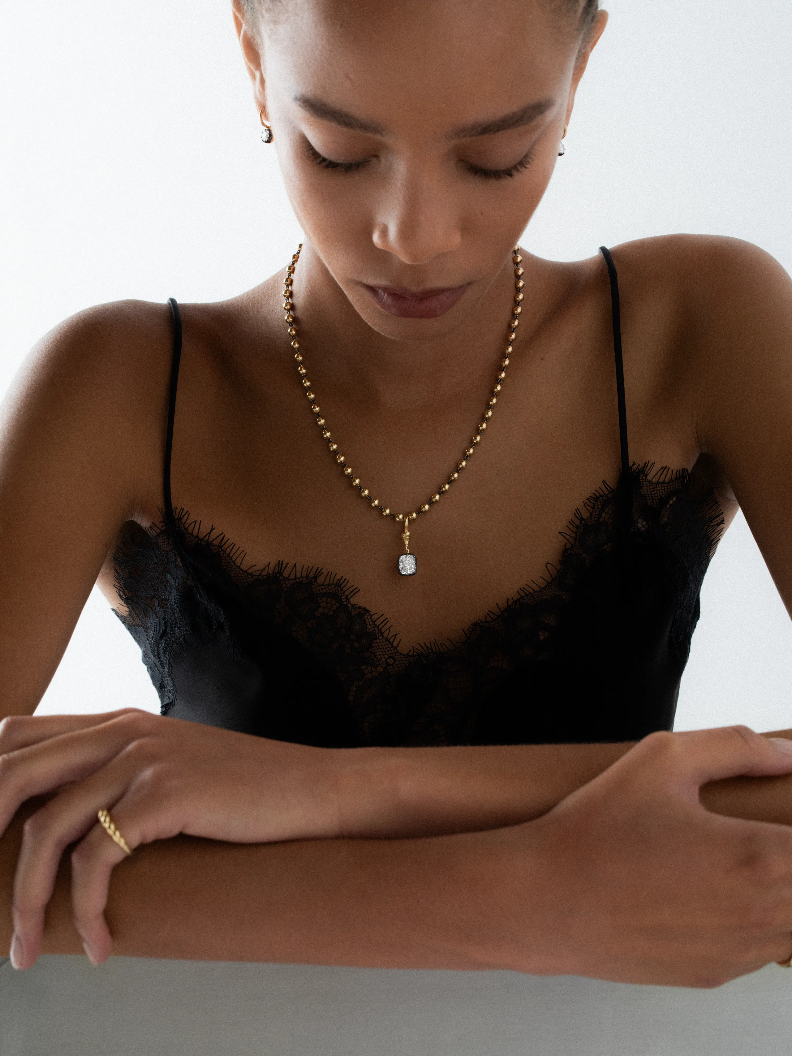 Ball n Chain 3.01ct Cushion Diamond Pendant View 3