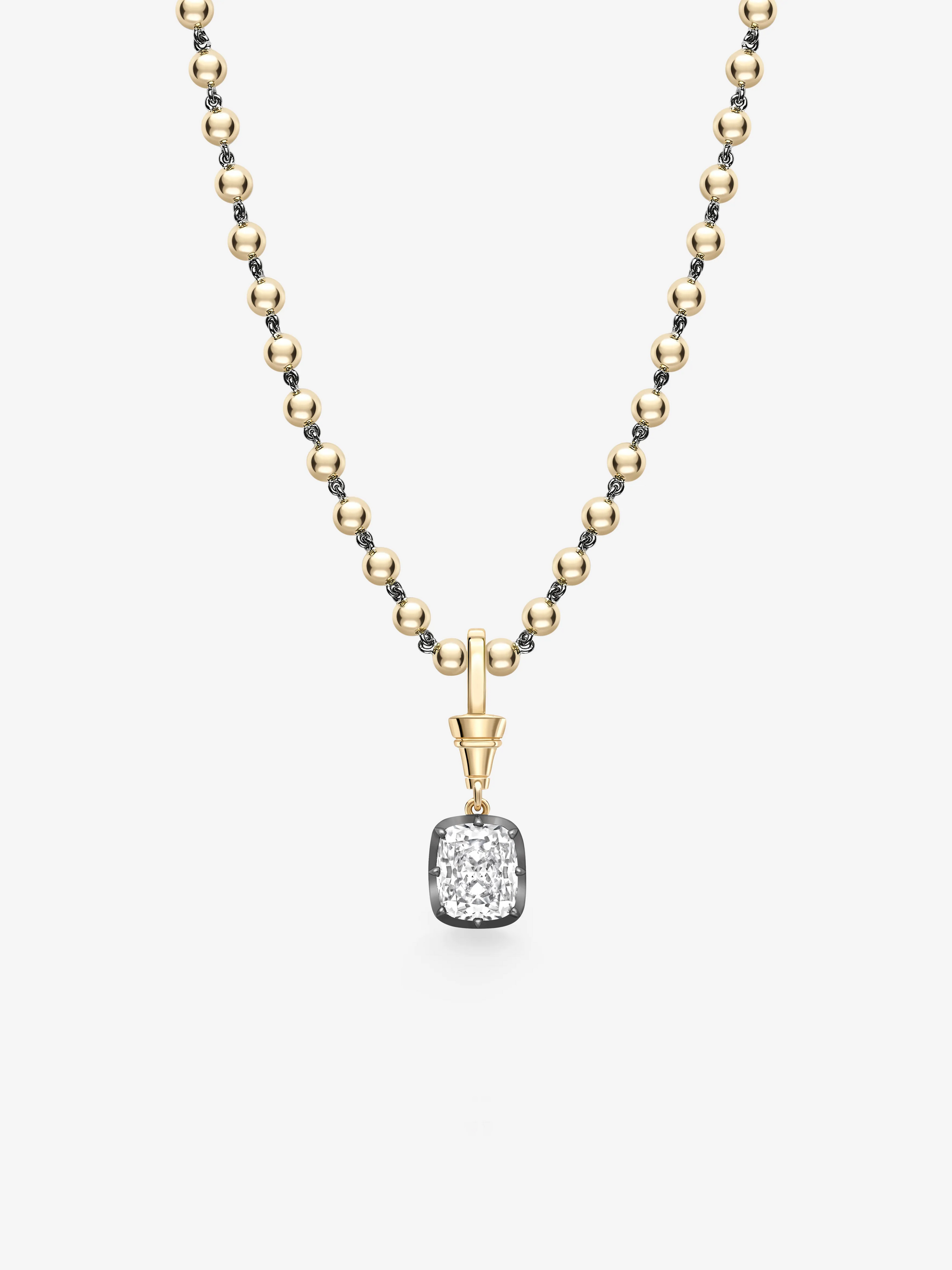 Ball n Chain 3.01ct Cushion Diamond Pendant View 2