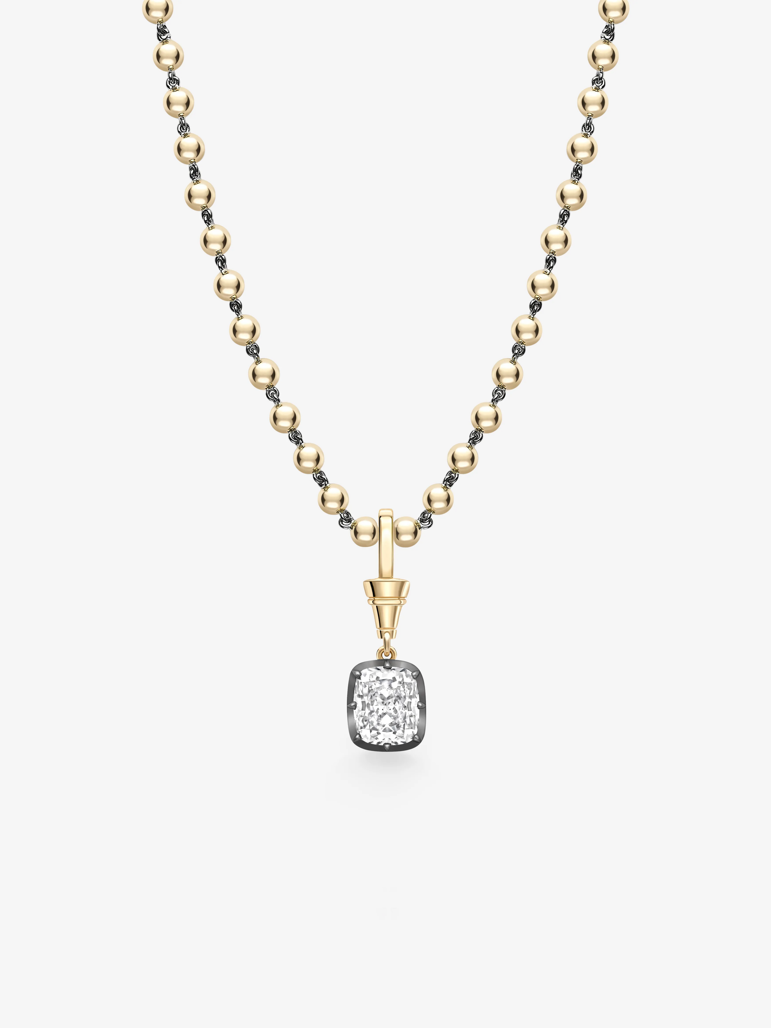 Ball n Chain 3.01ct Cushion Diamond Pendant View 2