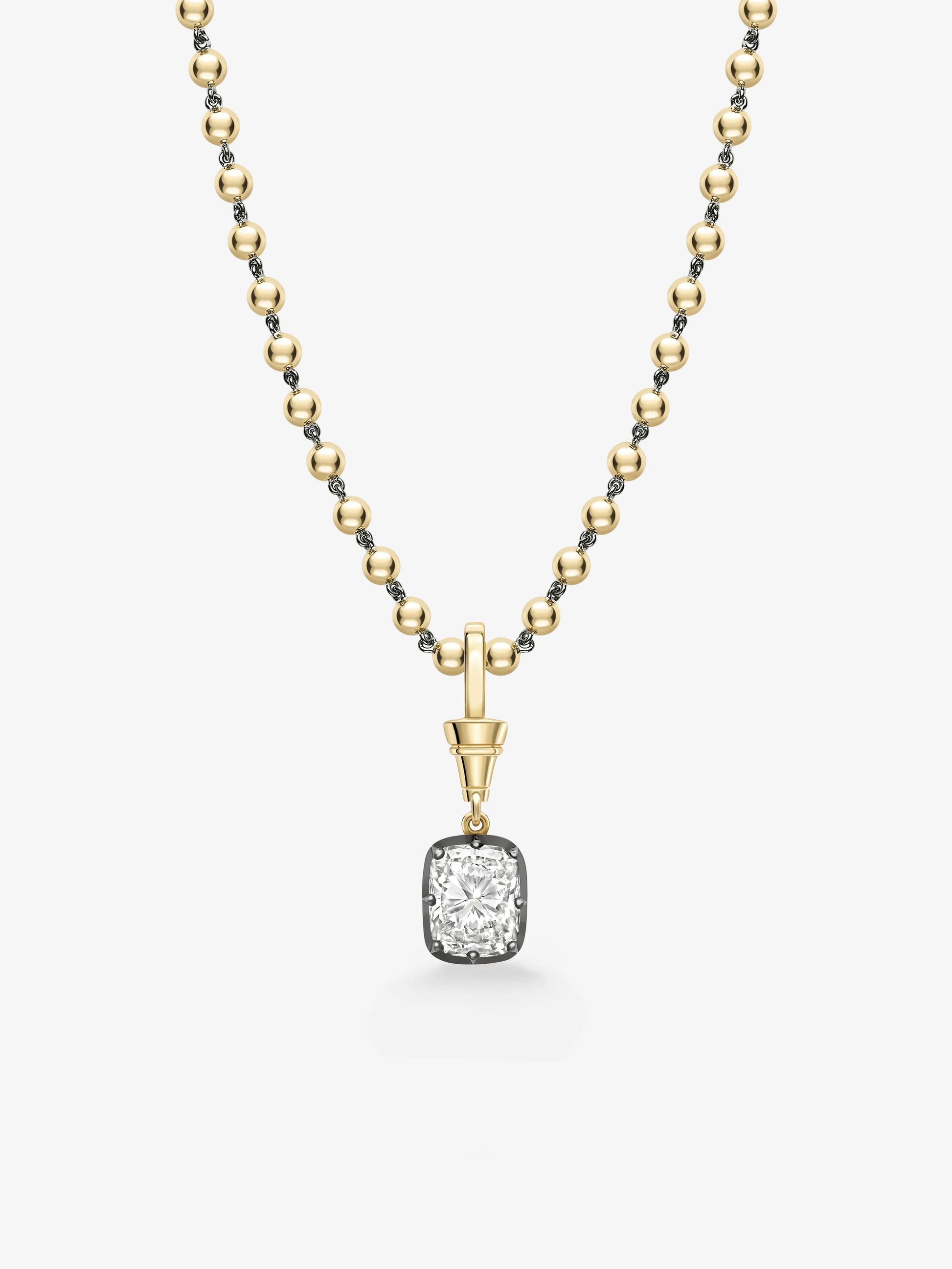 Ball n Chain 4.01ct Cushion Cut Diamond Pendant View 2