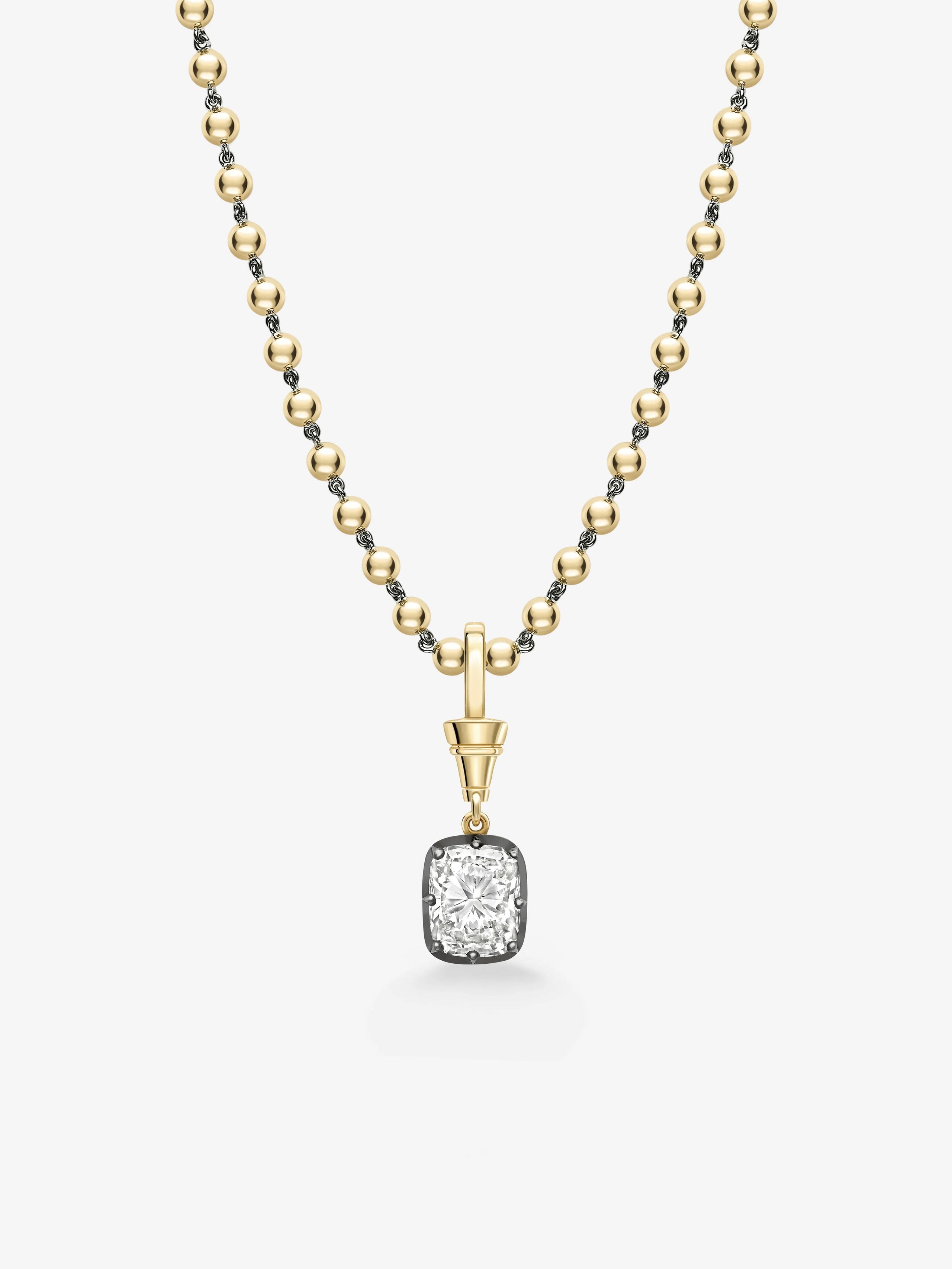 Ball n Chain 4.01ct Cushion Cut Diamond Pendant View 2