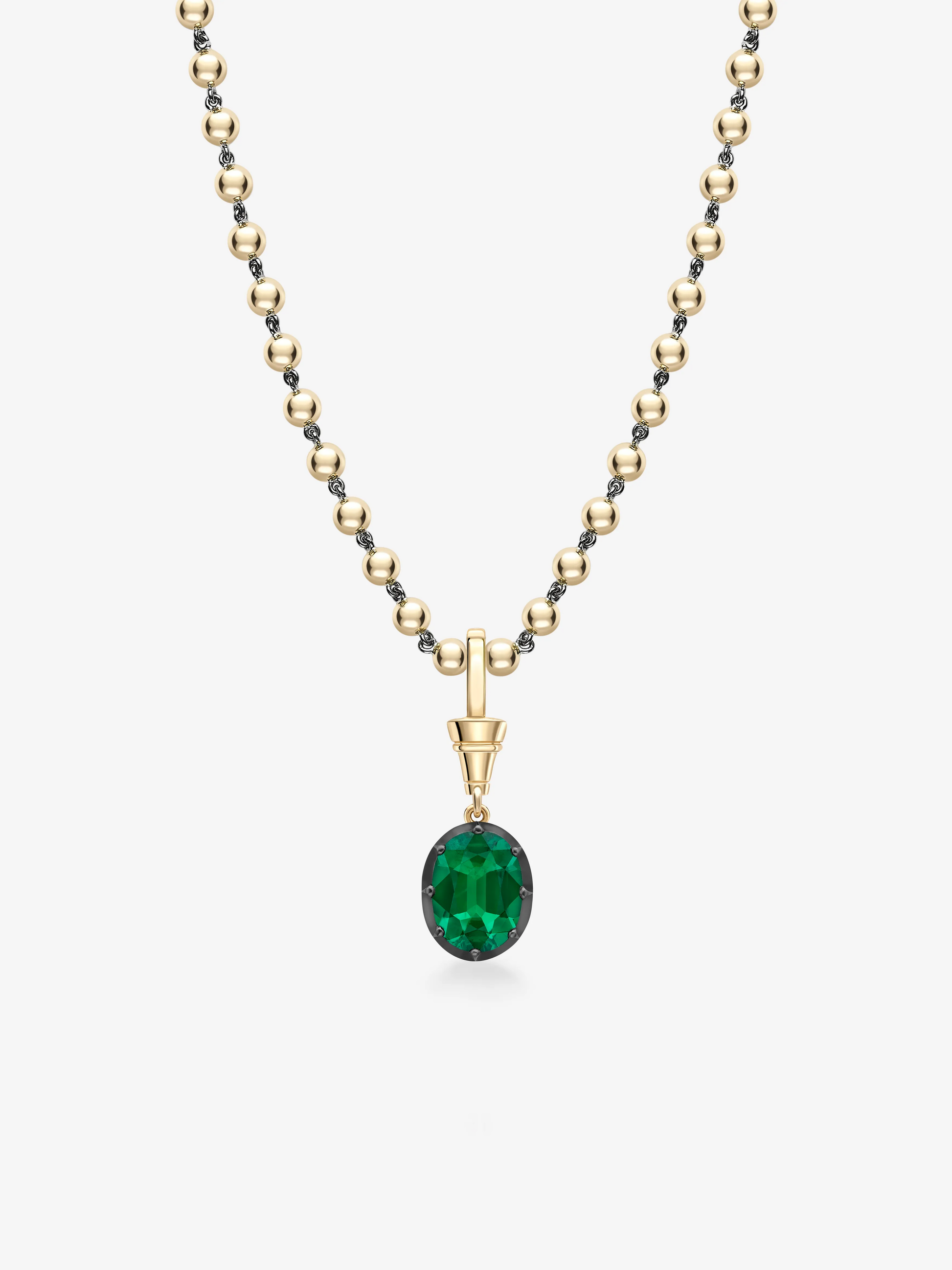 Ball n Chain 3.13ct Oval Emerald Pendant View 2