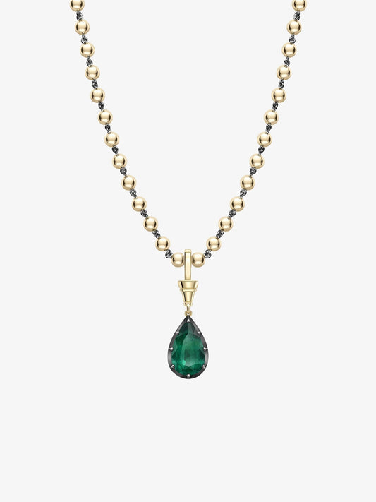 Ball n Chain 4.93ct Pear-Shaped Emerald Pendant View 2
