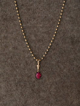 Ball n Chain 3.01ct Oval Cut Ruby Pendant