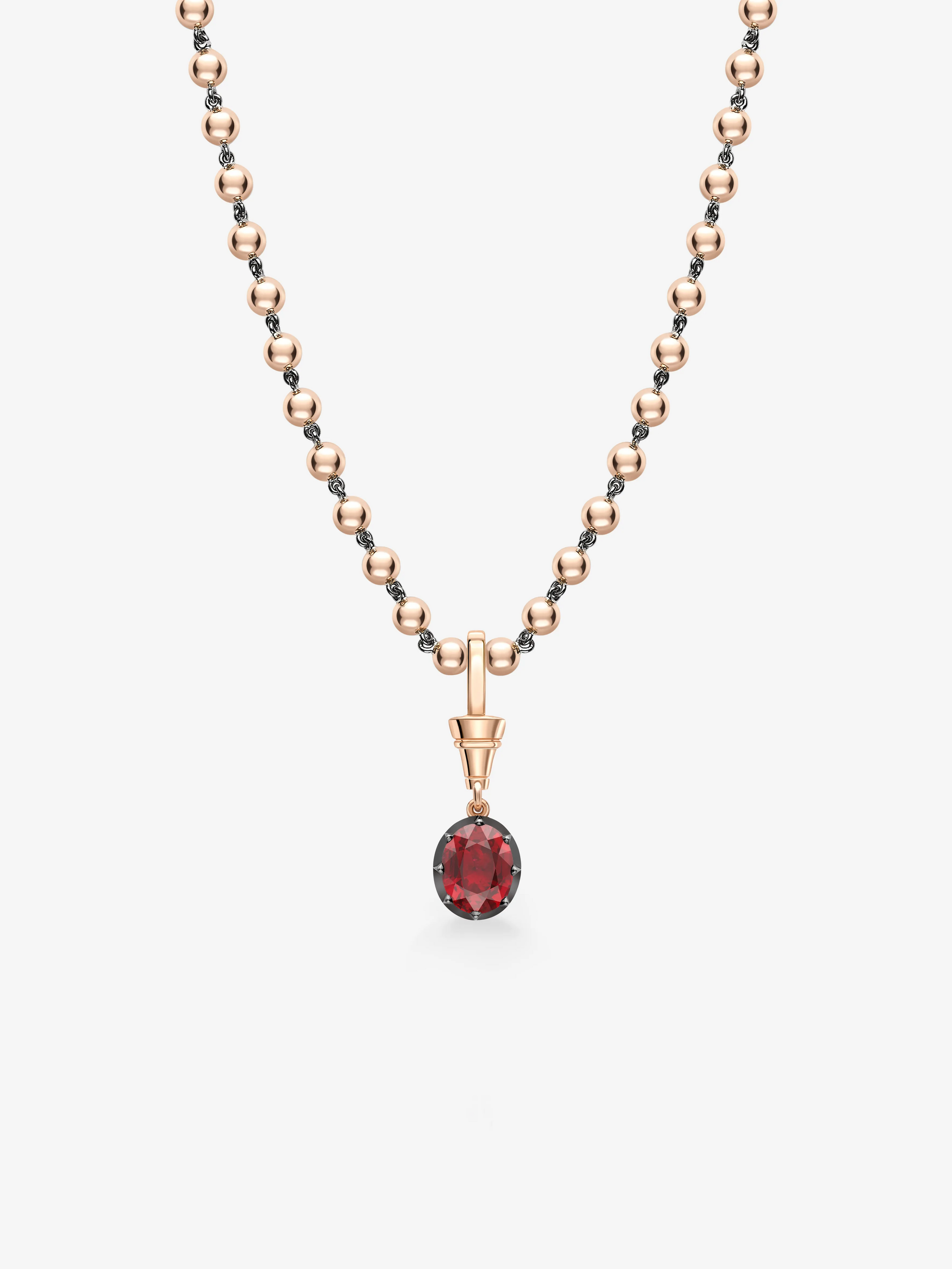 Ball n Chain 3.01ct Oval Cut Ruby Pendant View 2