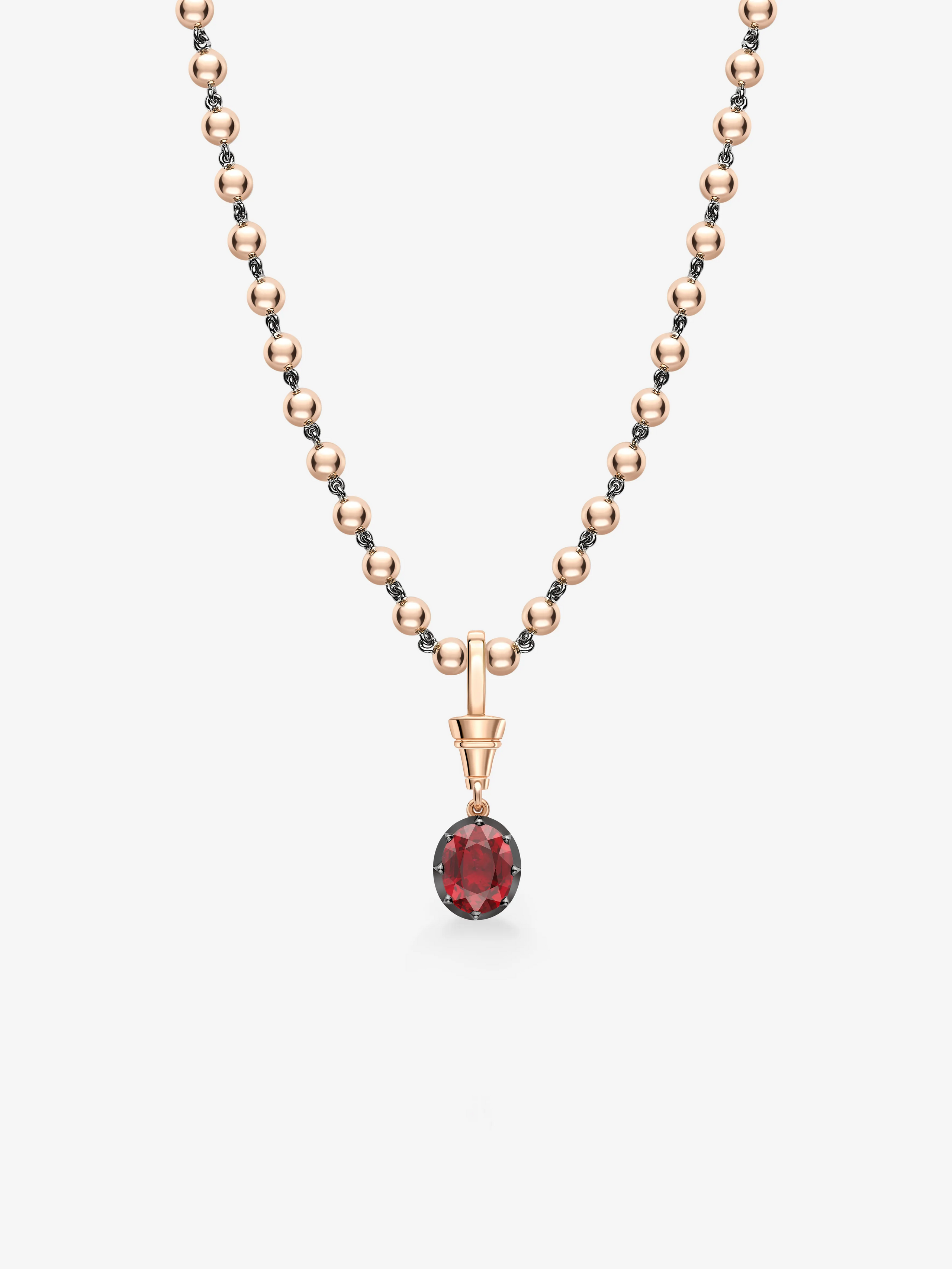 Ball n Chain 3.01ct Oval Cut Ruby Pendant View 2