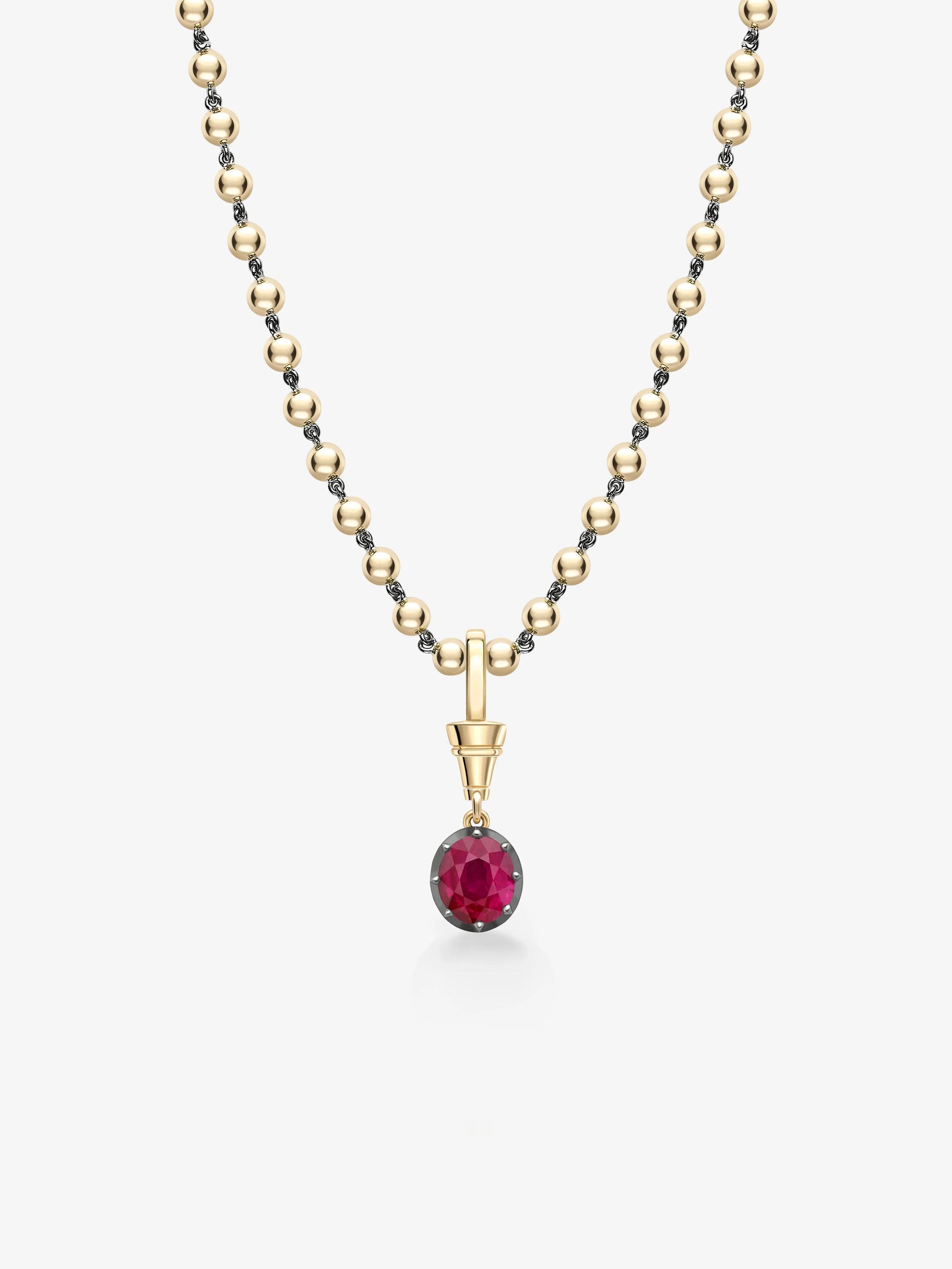 Ball n Chain 2.08ct Oval Cut Ruby Pendant View 2
