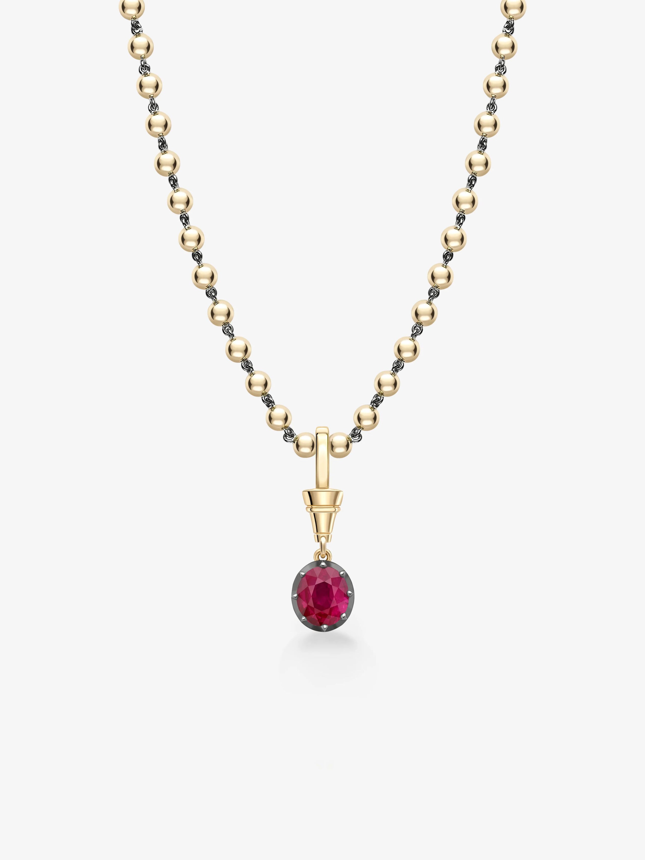 Ball n Chain 2.08ct Oval Cut Ruby Pendant View 2