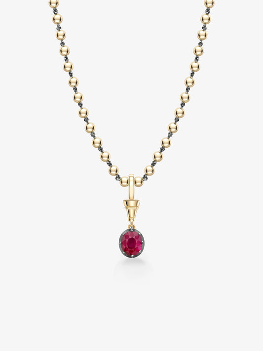 Ball n Chain 2.08ct Oval Cut Ruby Pendant View 2
