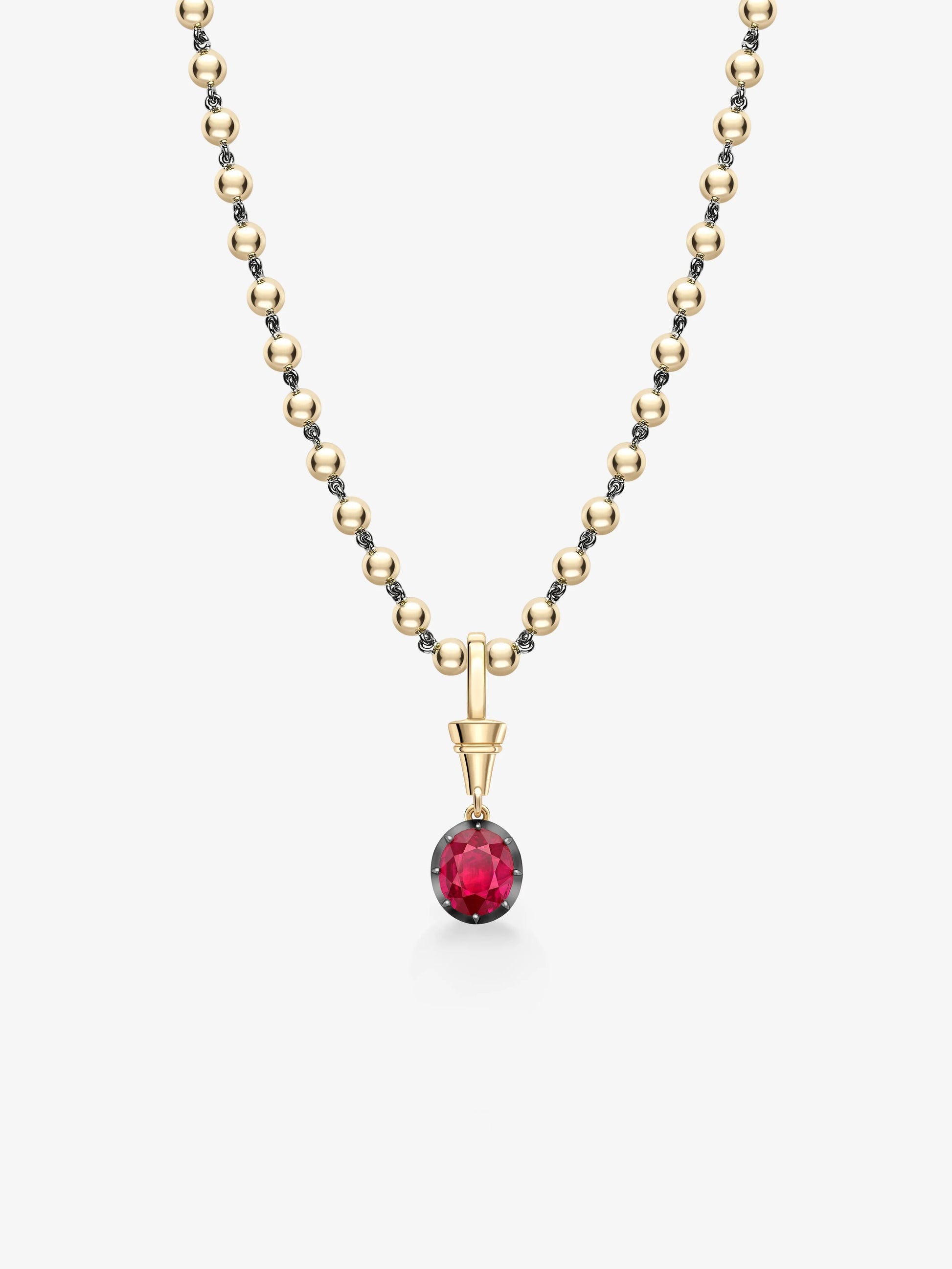 Ball n Chain 2.54ct Oval Cut Ruby Pendant View 2