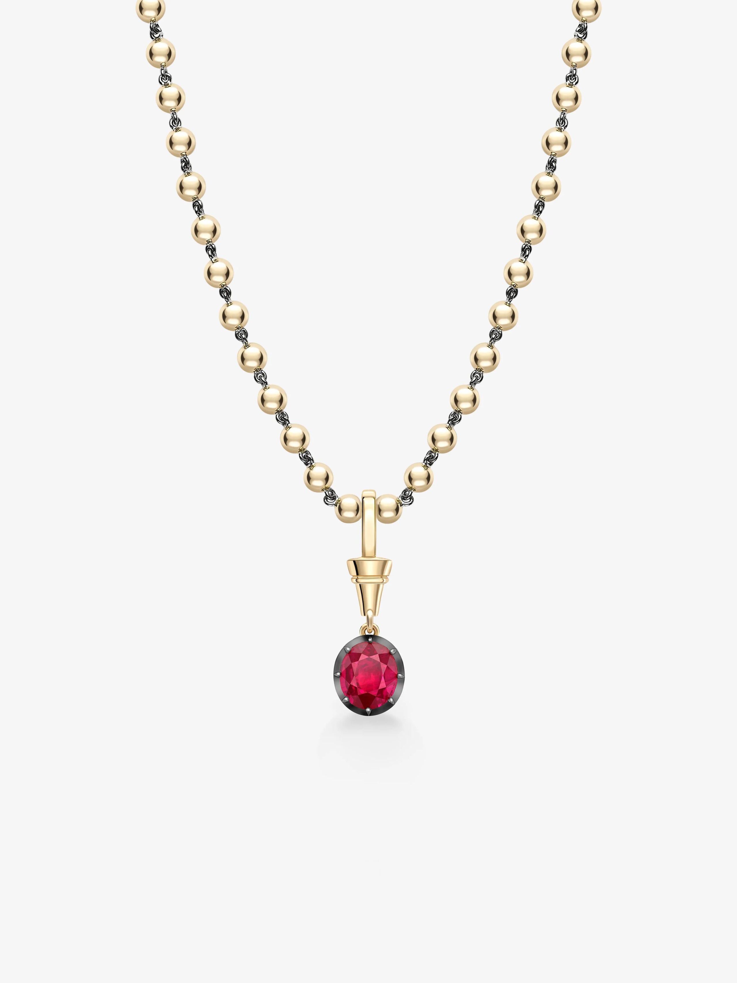 Ball n Chain 2.54ct Oval Cut Ruby Pendant View 2