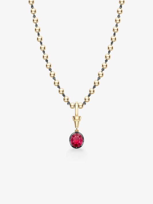 Ball n Chain 2.54ct Oval Cut Ruby Pendant View 2