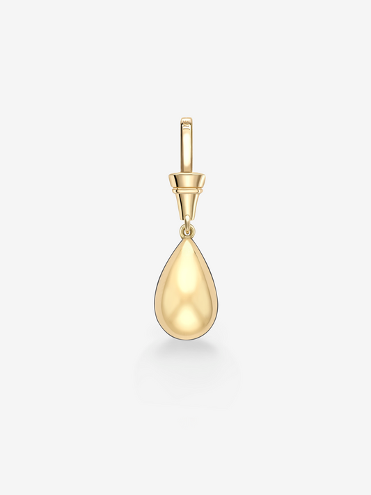 Pear shaped 5.42ct sapphire pendant in a polished gold setting with a sculptural bail and contemporary Ball n Chain design View 5