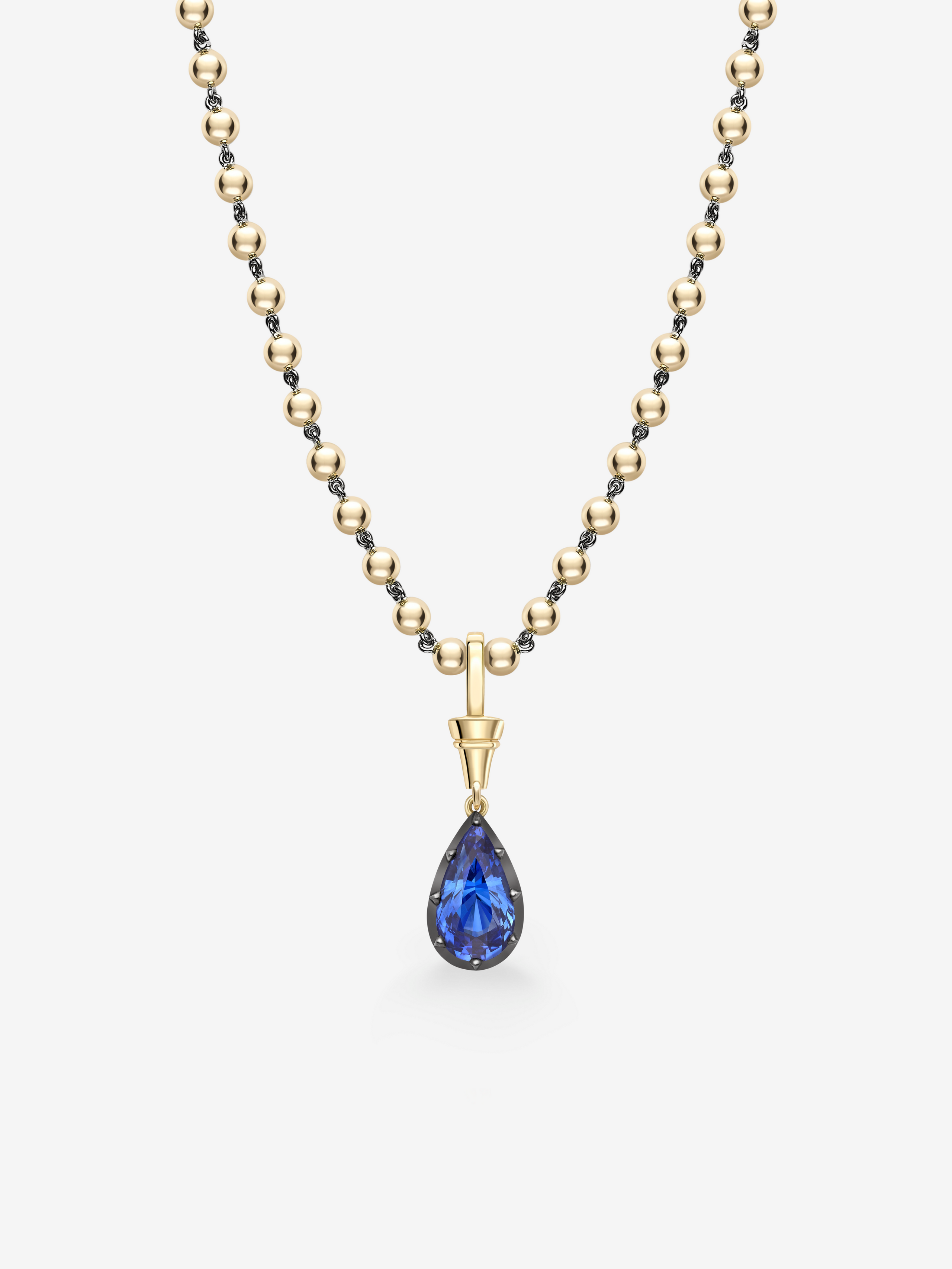Ball n Chain 5.42ct Pear Shaped Sapphire Pendant View 2